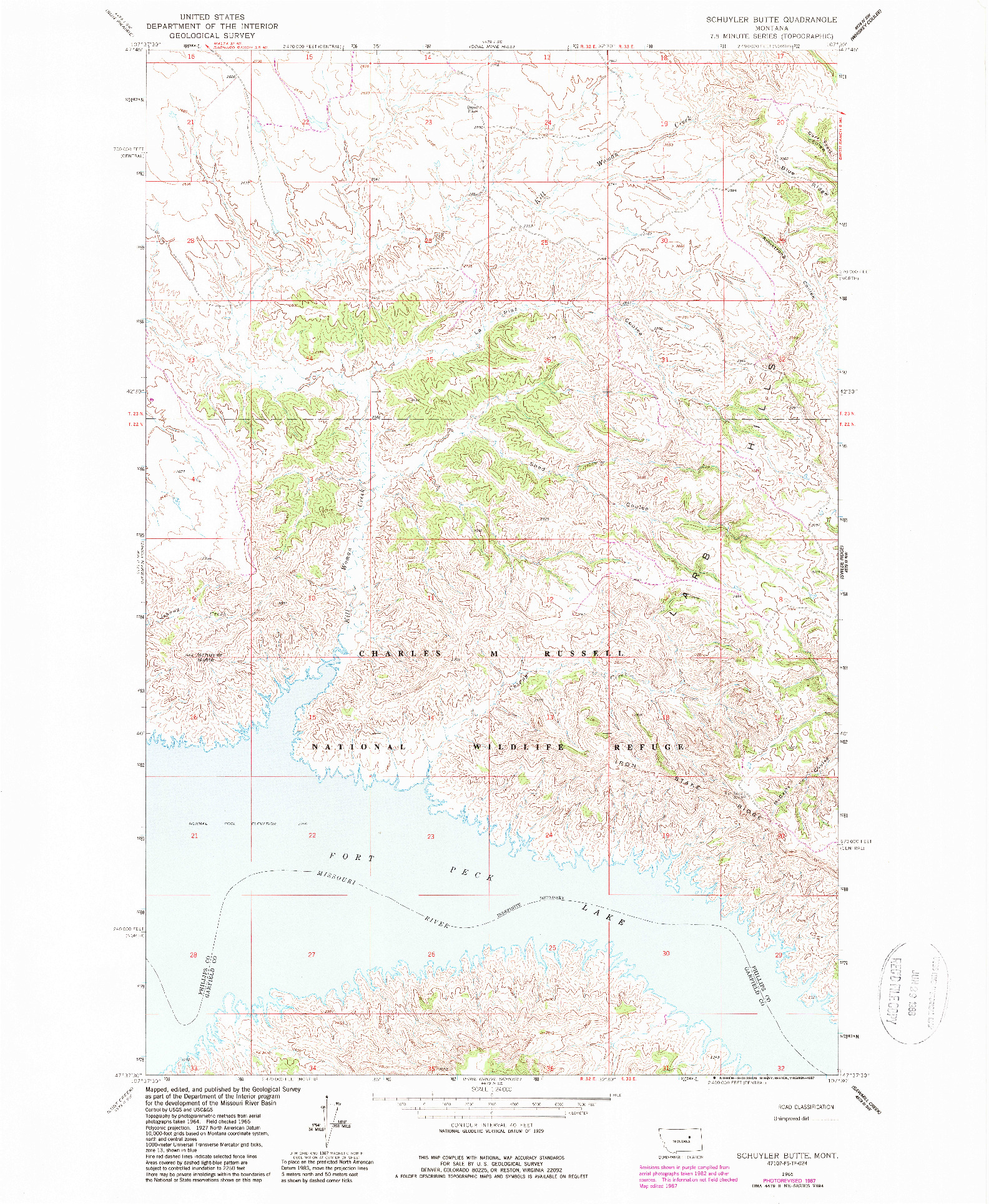 USGS 1:24000-SCALE QUADRANGLE FOR SCHUYLER BUTTE, MT 1965