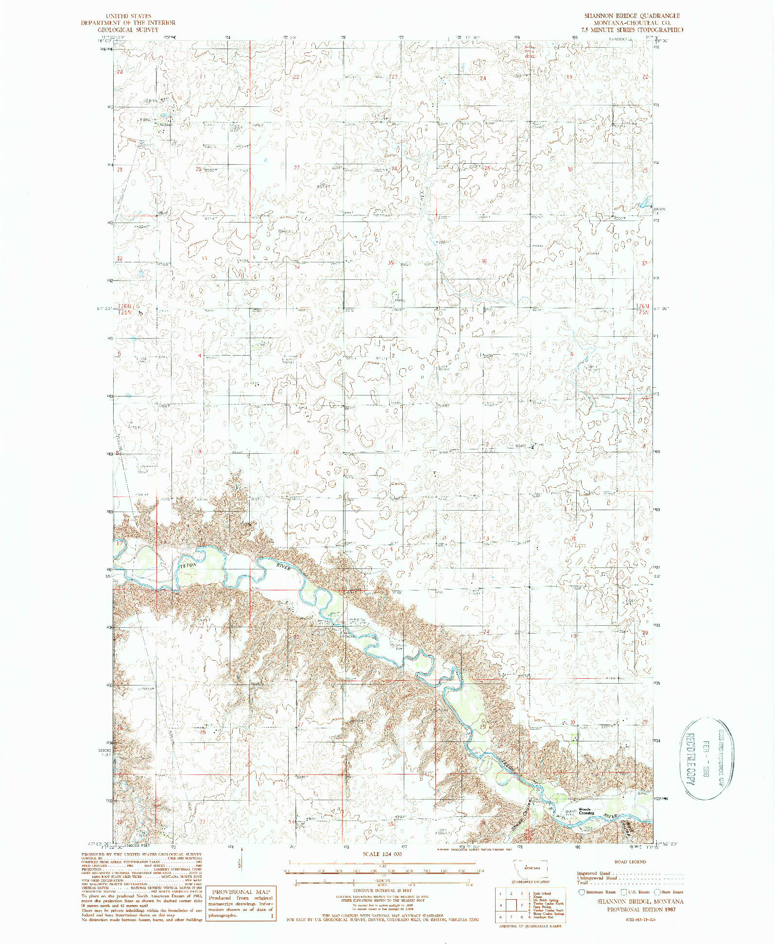 USGS 1:24000-SCALE QUADRANGLE FOR SHANNON BRIDGE, MT 1987