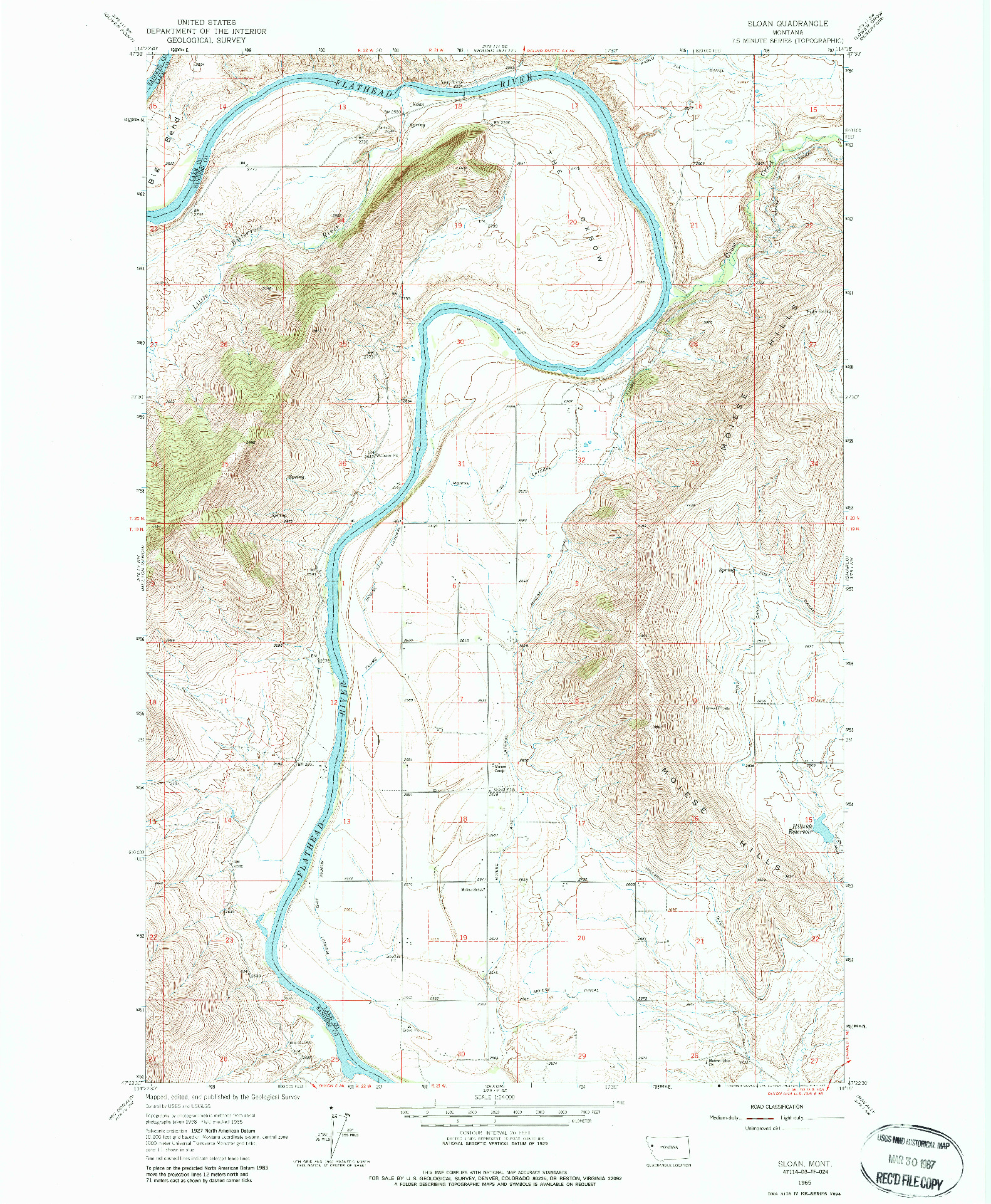 USGS 1:24000-SCALE QUADRANGLE FOR SLOAN, MT 1965