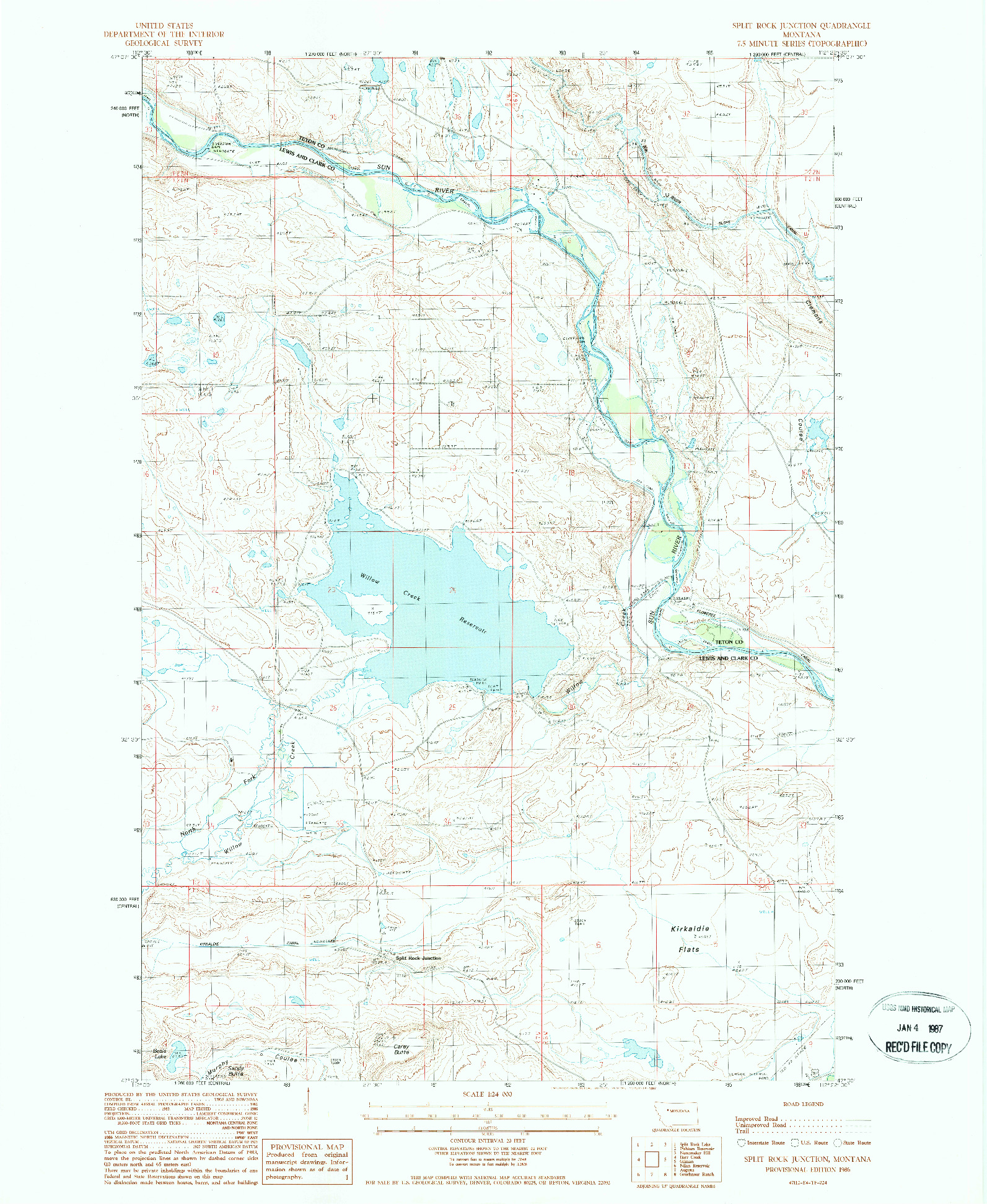 USGS 1:24000-SCALE QUADRANGLE FOR SPLIT ROCK JUNCTION, MT 1986