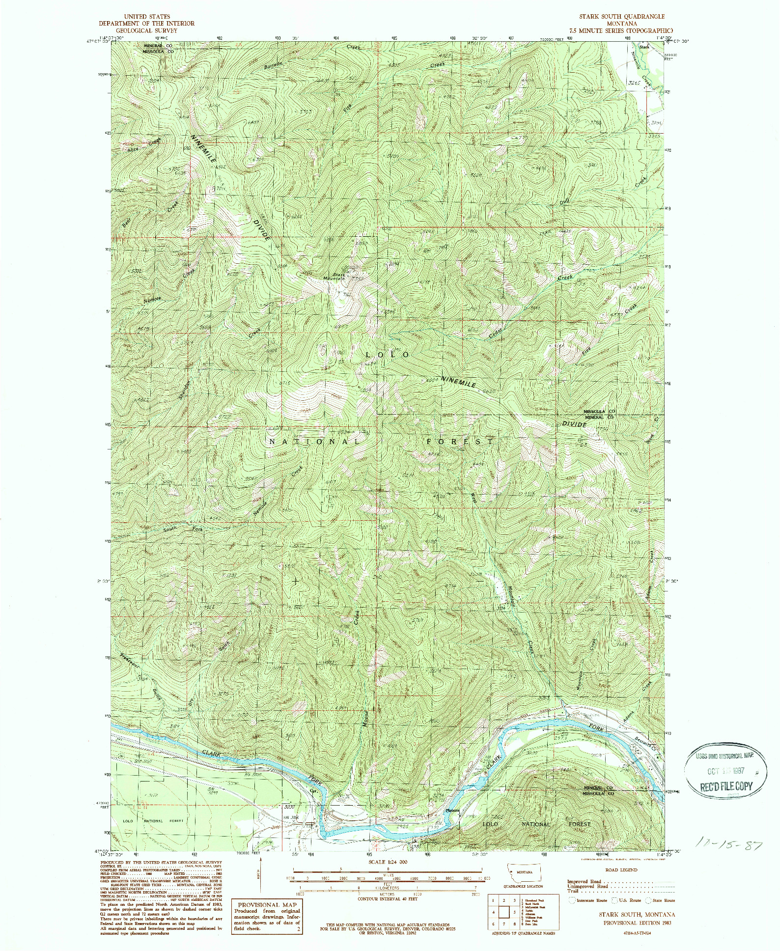 USGS 1:24000-SCALE QUADRANGLE FOR STARK SOUTH, MT 1983