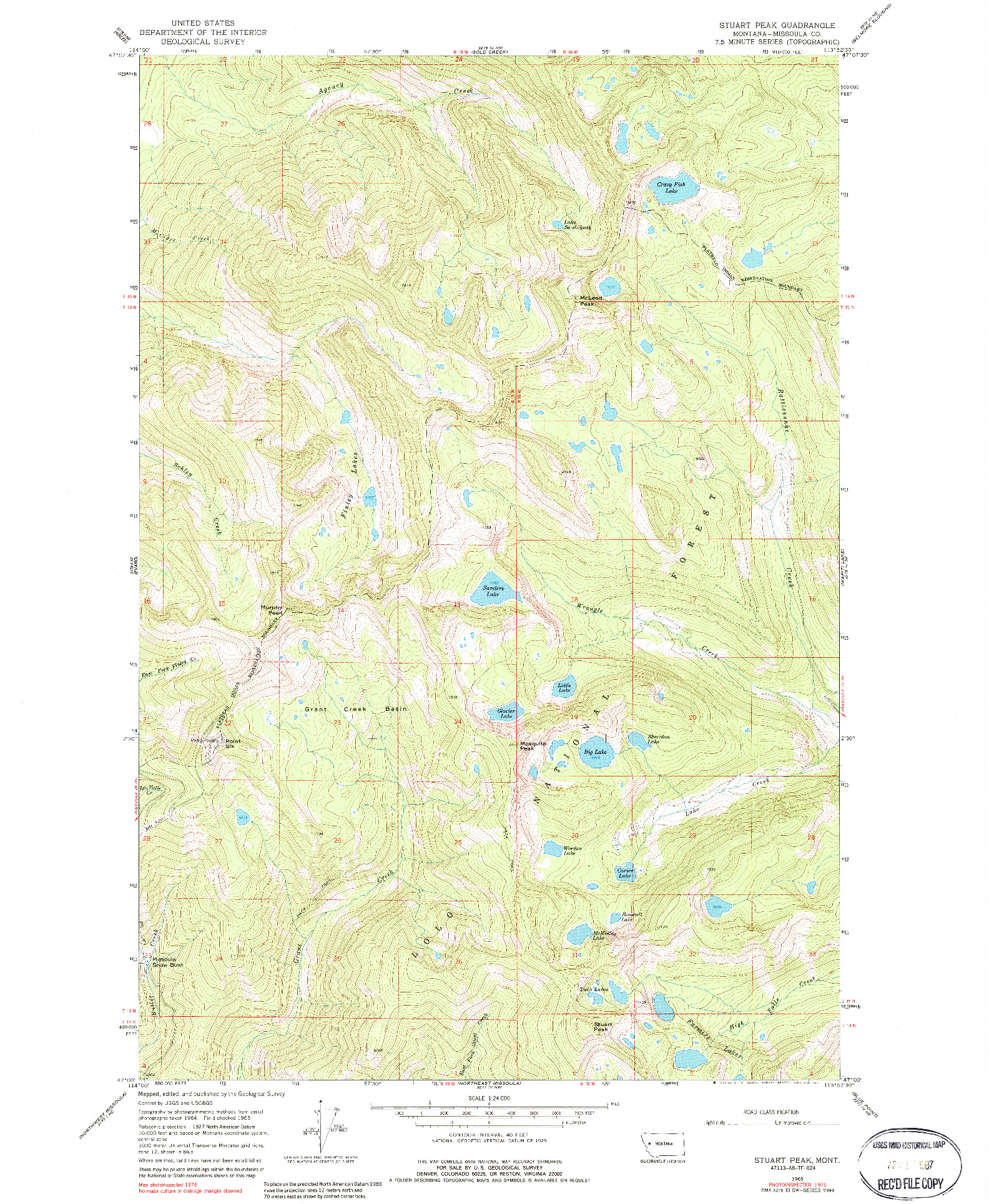 USGS 1:24000-SCALE QUADRANGLE FOR STUART PEAK, MT 1965