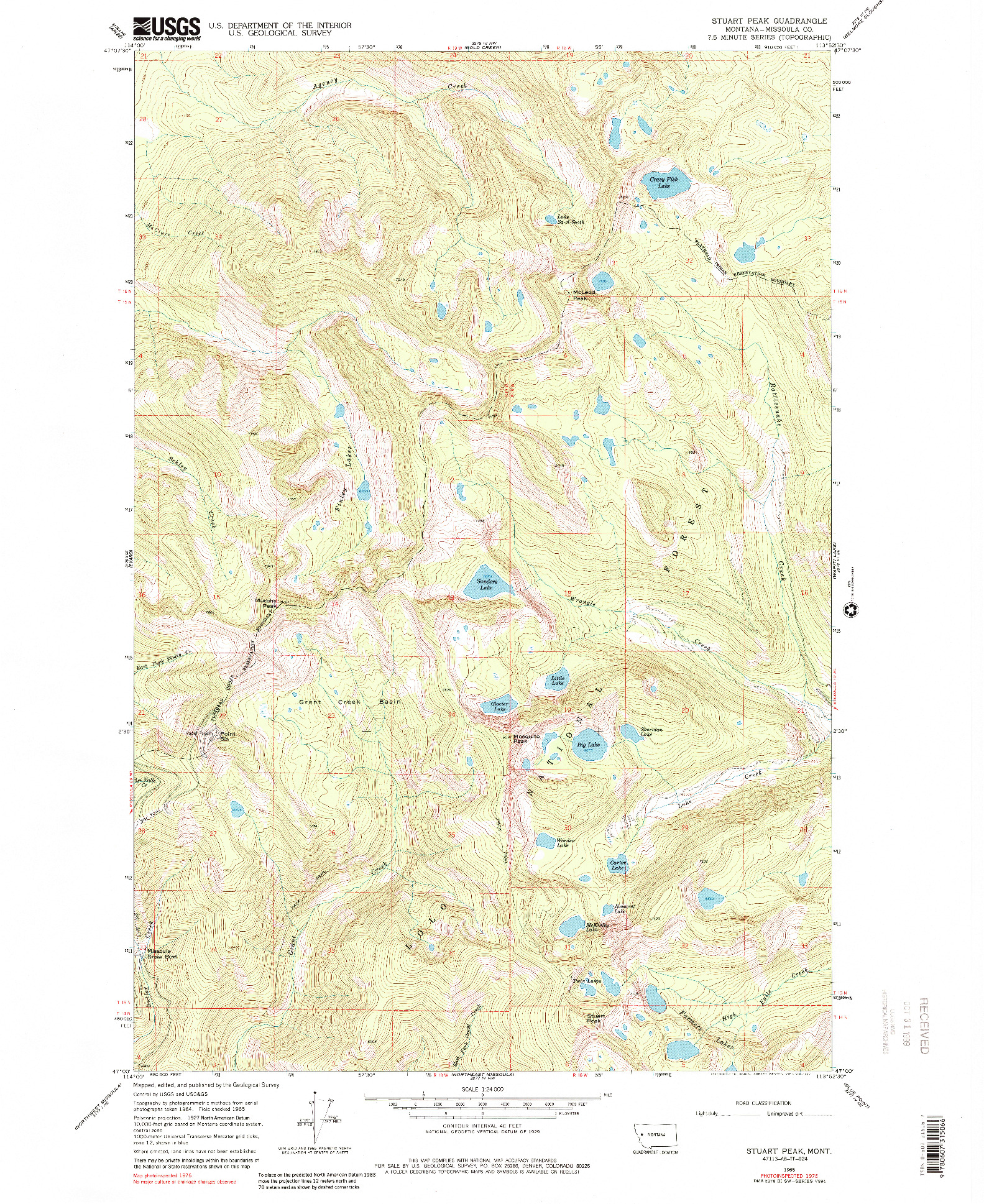 USGS 1:24000-SCALE QUADRANGLE FOR STUART PEAK, MT 1965