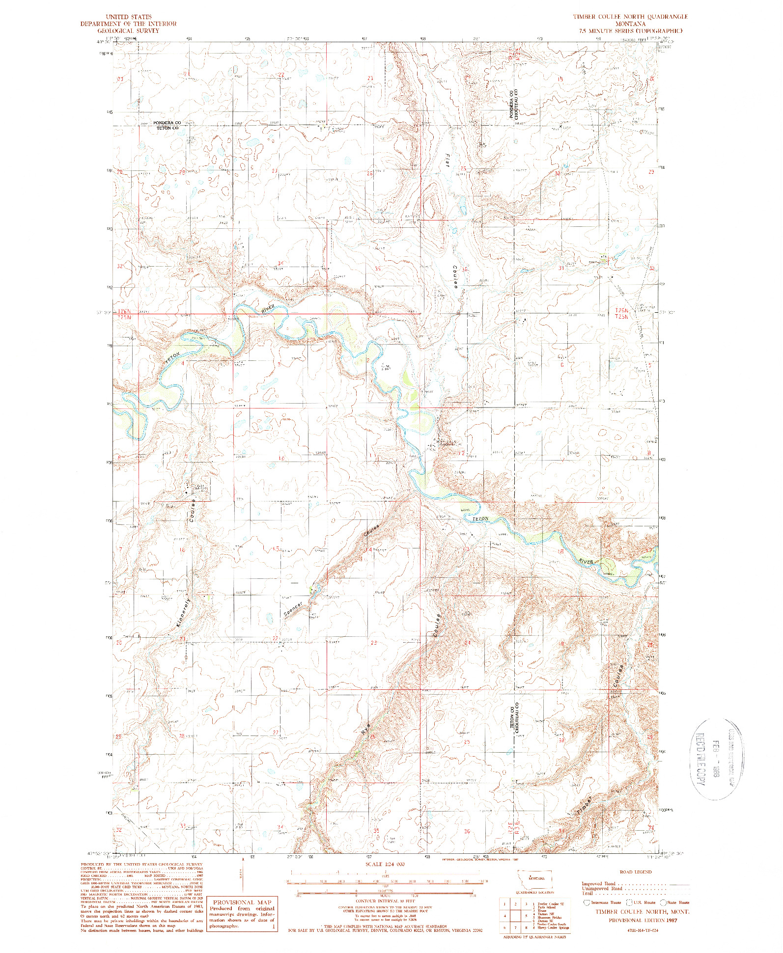 USGS 1:24000-SCALE QUADRANGLE FOR TIMBER COULEE NORTH, MT 1987