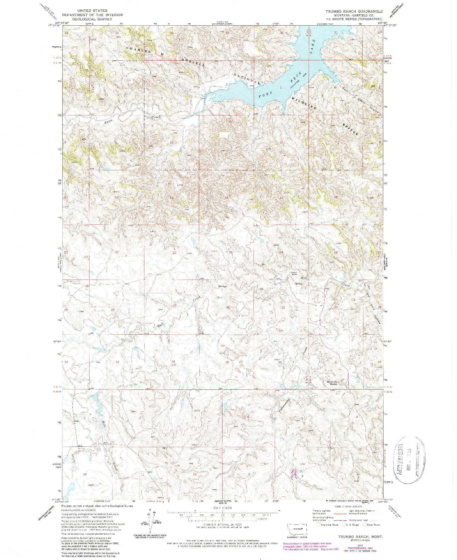 USGS 1:24000-SCALE QUADRANGLE FOR TRUMBO RANCH, MT 1971