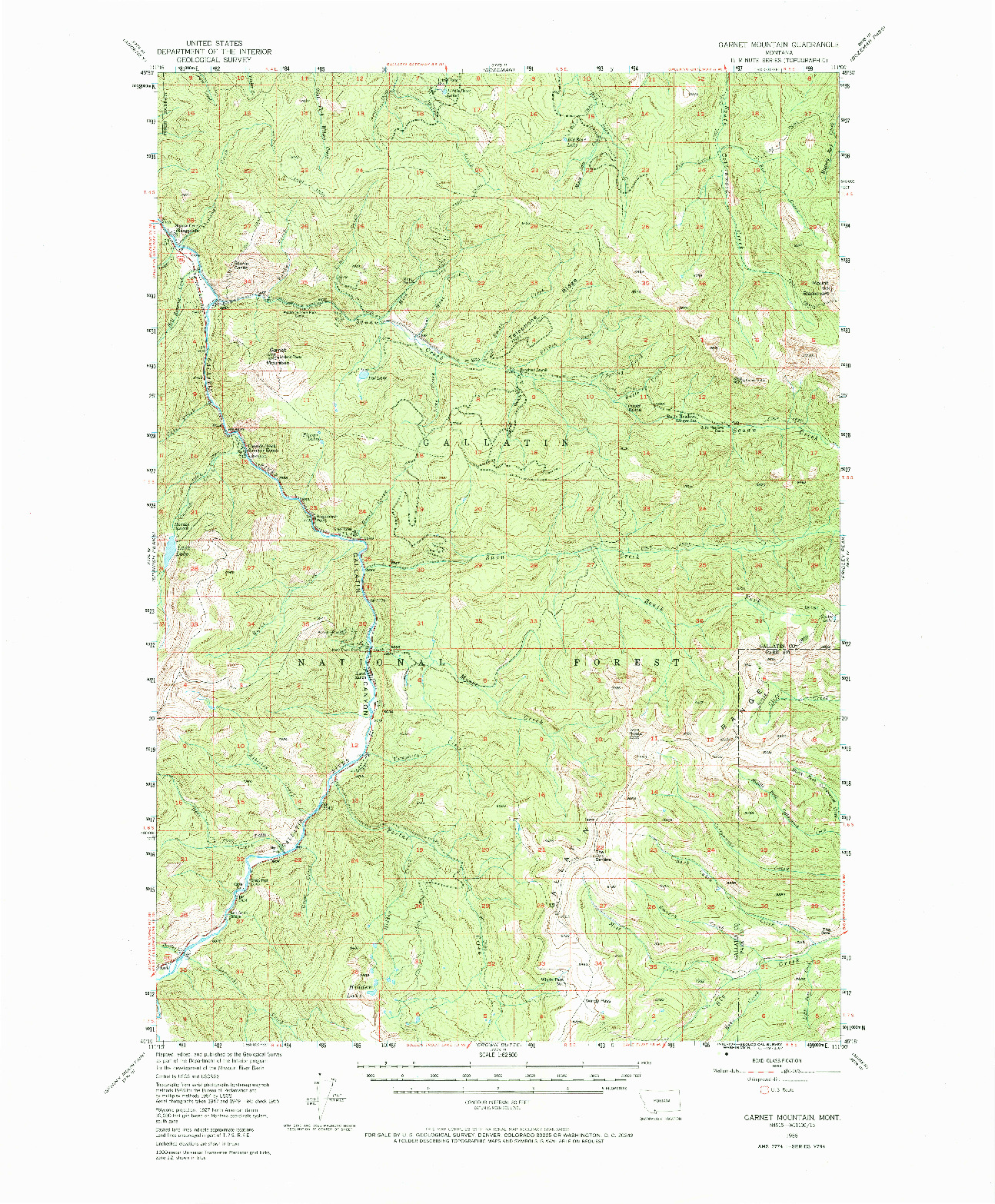 USGS 1:62500-SCALE QUADRANGLE FOR GARNET MOUNTAIN, MT 1955