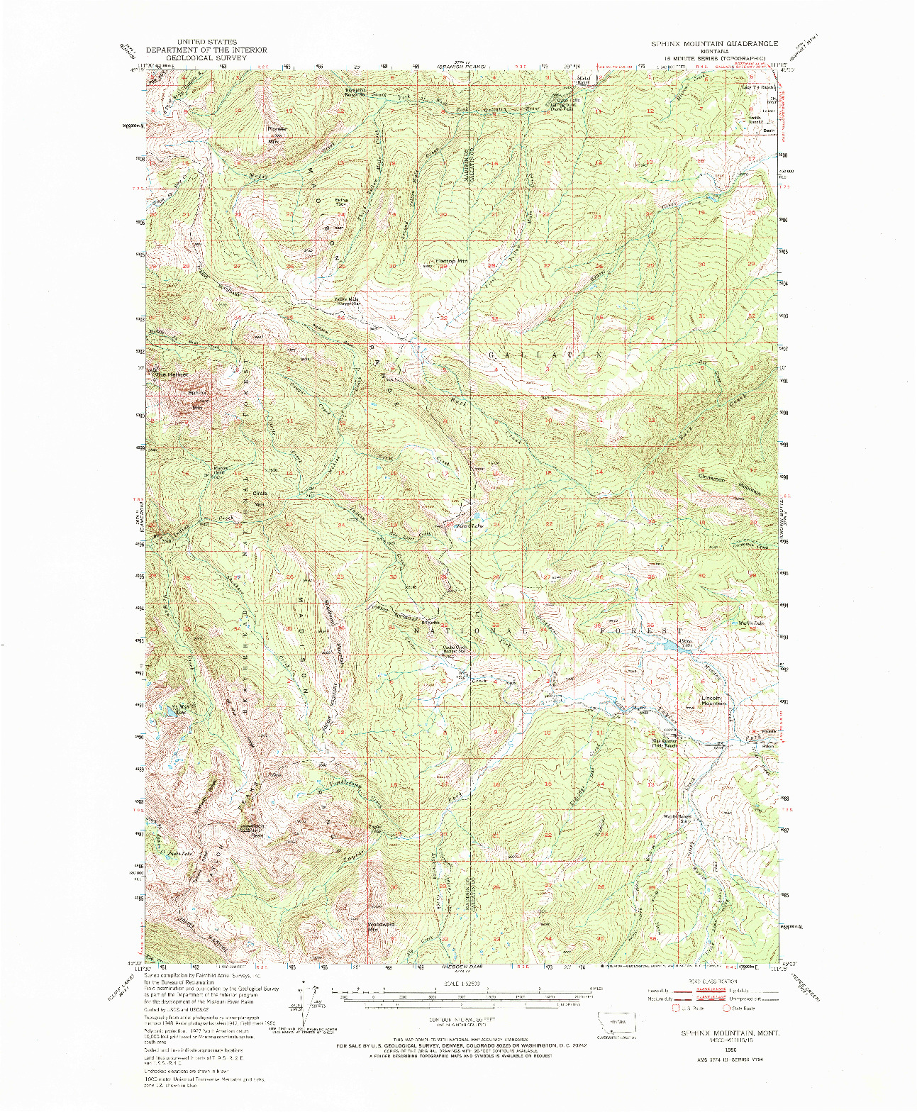 USGS 1:62500-SCALE QUADRANGLE FOR SPHINX MOUNTAIN, MT 1950