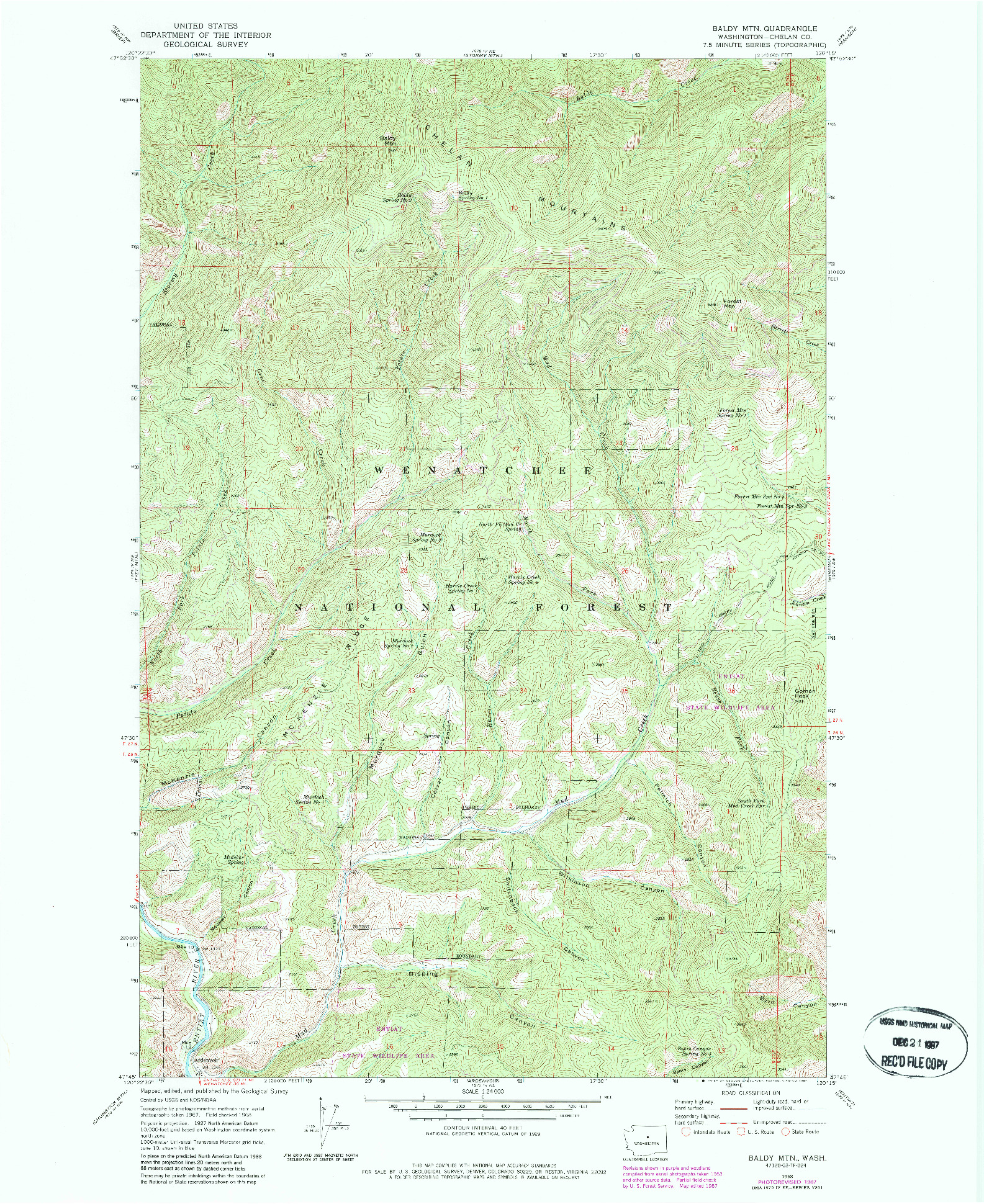 USGS 1:24000-SCALE QUADRANGLE FOR BALDY MOUNTAIN, WA 1968