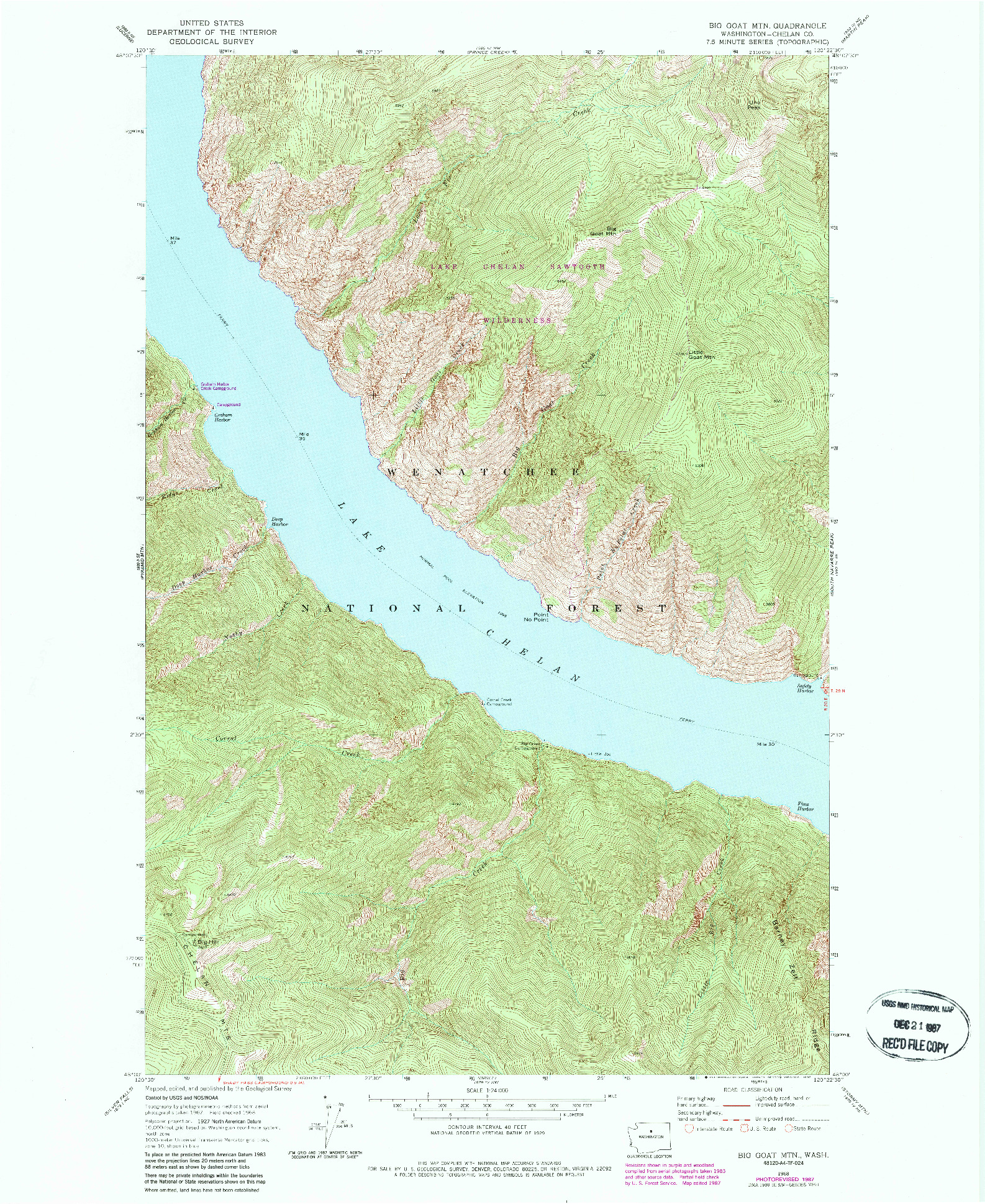 USGS 1:24000-SCALE QUADRANGLE FOR BIG GOAT MTN, WA 1968