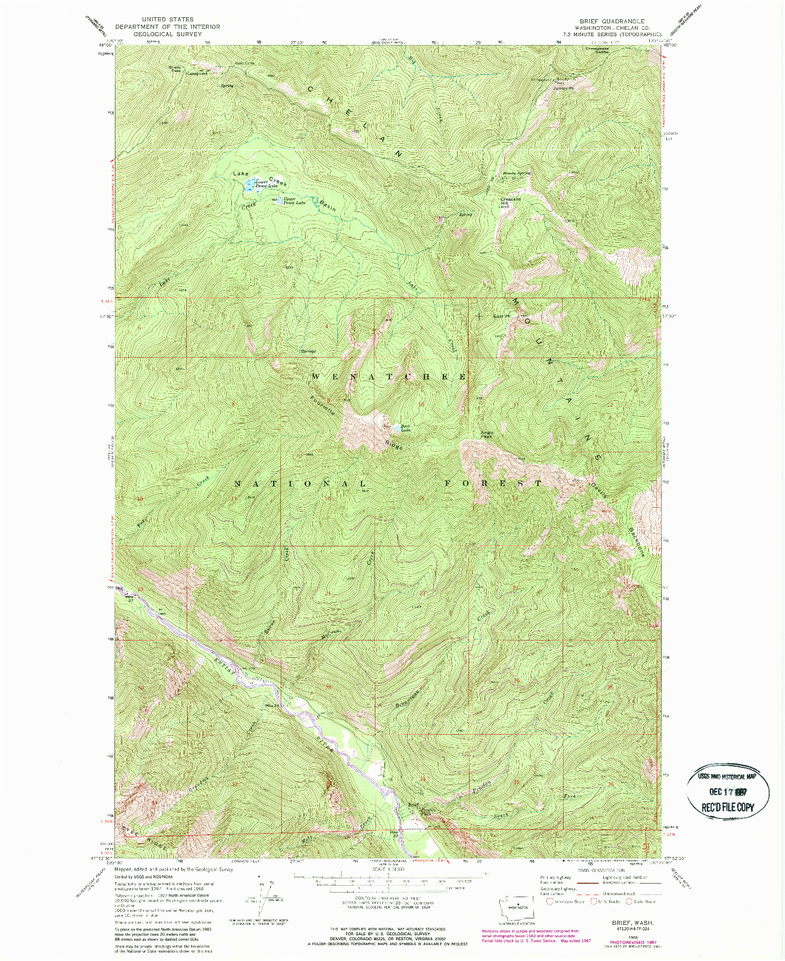 USGS 1:24000-SCALE QUADRANGLE FOR BRIEF, WA 1968