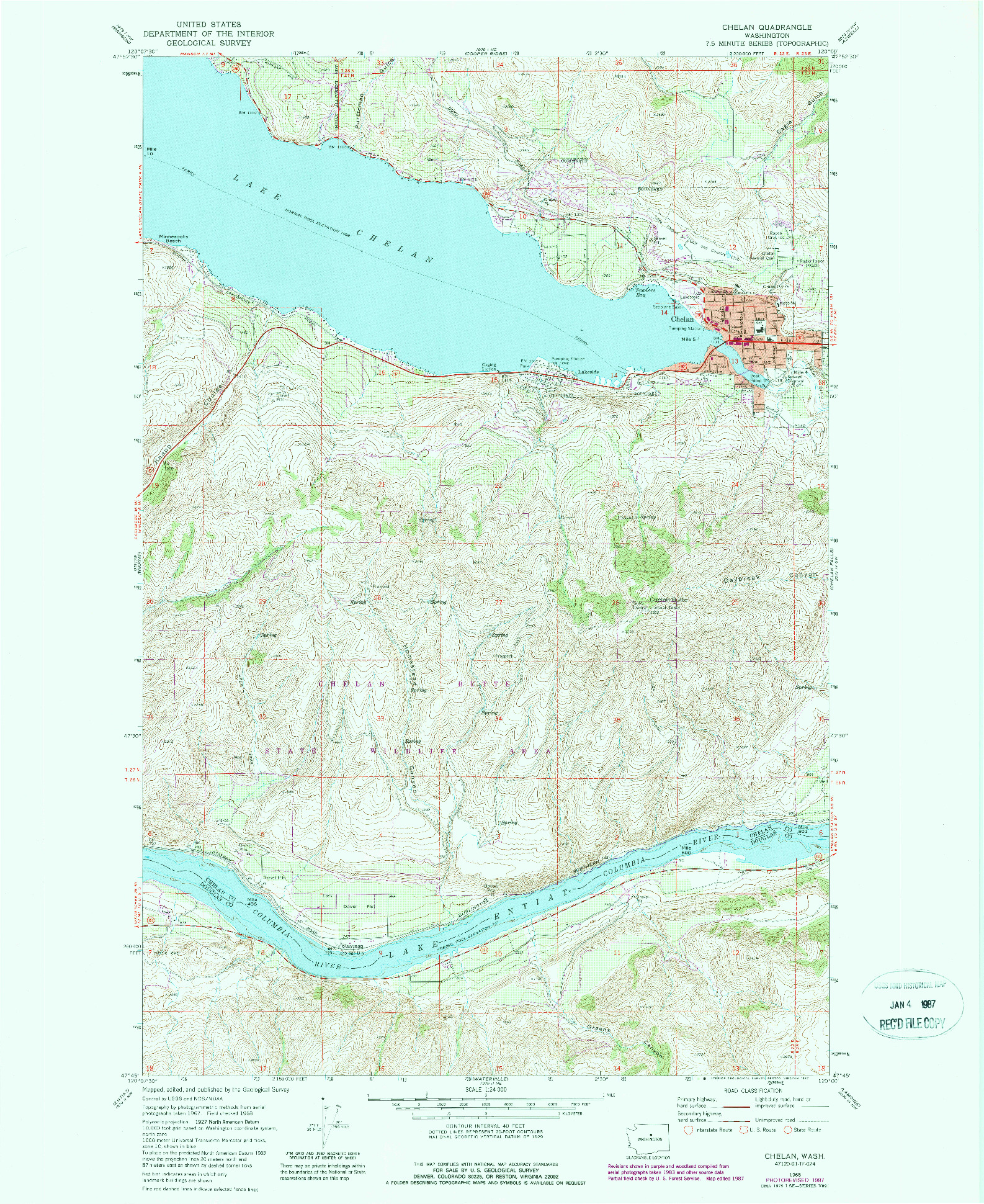 USGS 1:24000-SCALE QUADRANGLE FOR CHELAN, WA 1968