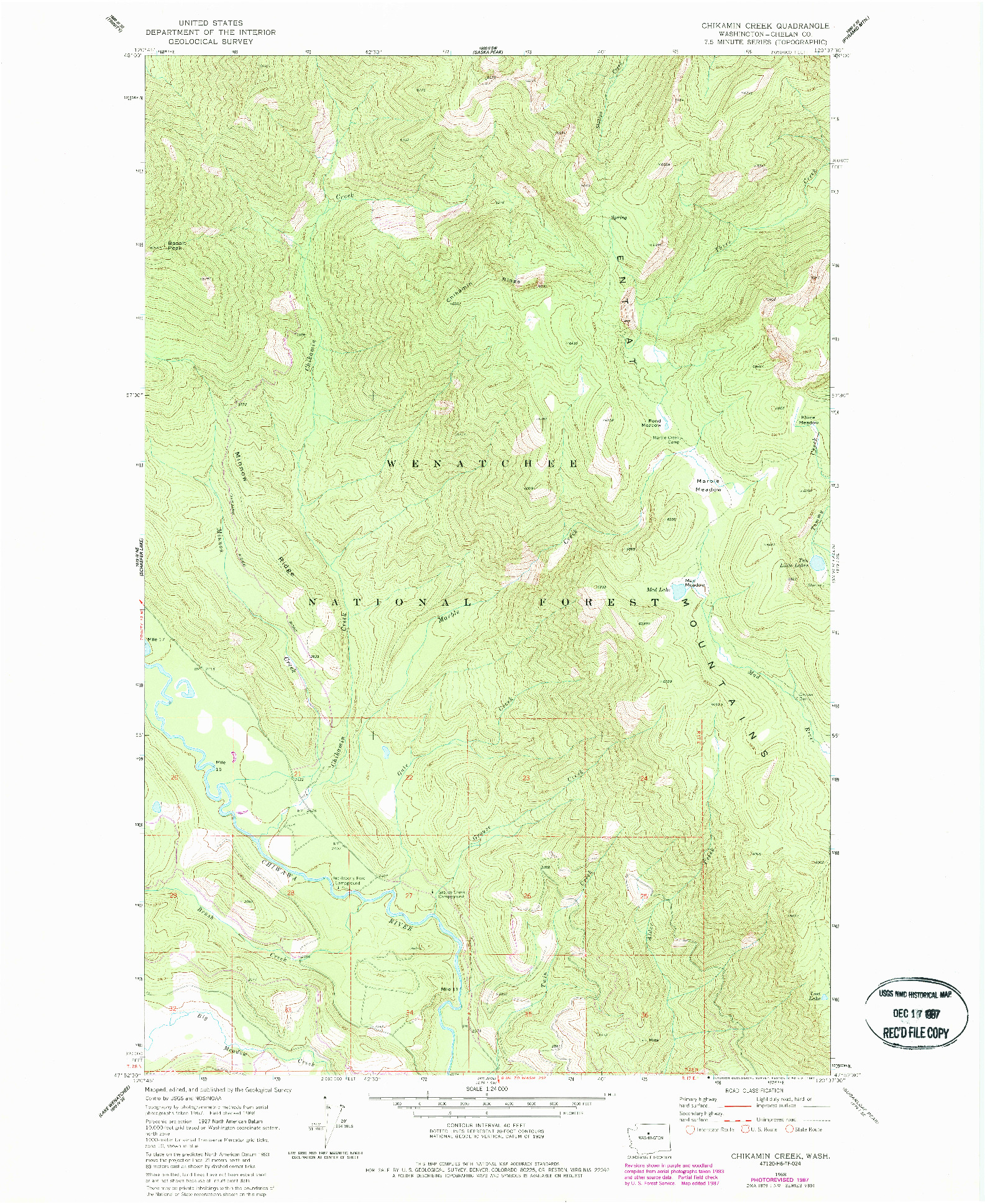 USGS 1:24000-SCALE QUADRANGLE FOR CHIKAMIN CREEK, WA 1968