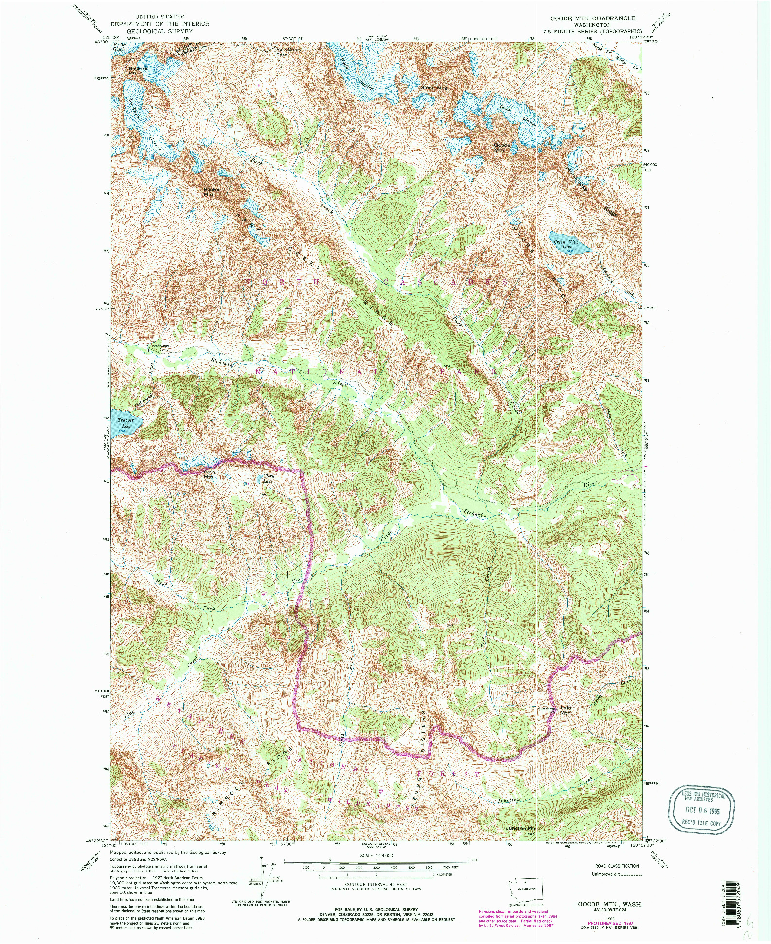 USGS 1:24000-SCALE QUADRANGLE FOR GOODE MTN, WA 1963