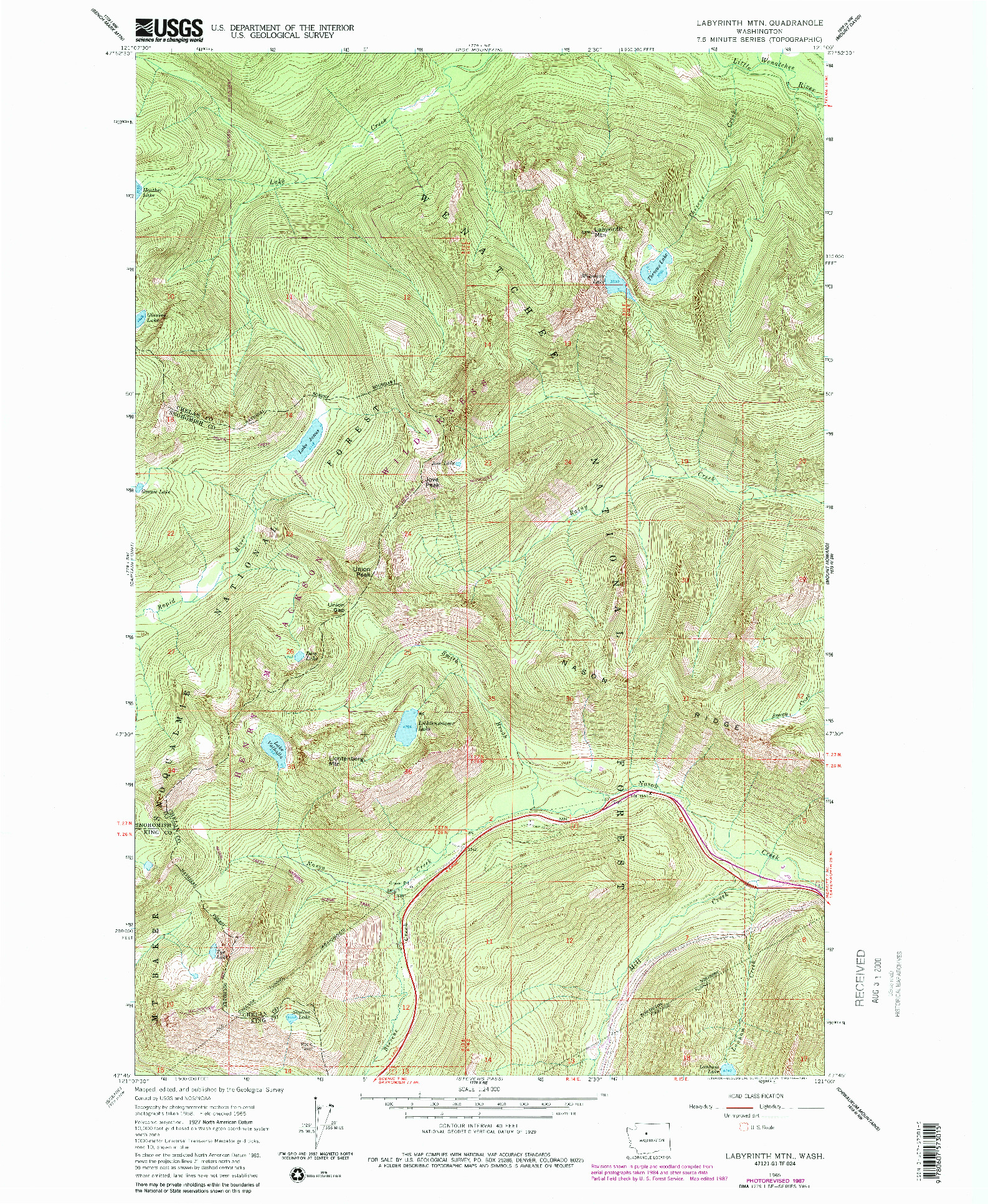 USGS 1:24000-SCALE QUADRANGLE FOR LABYRINTH MTN, WA 1965