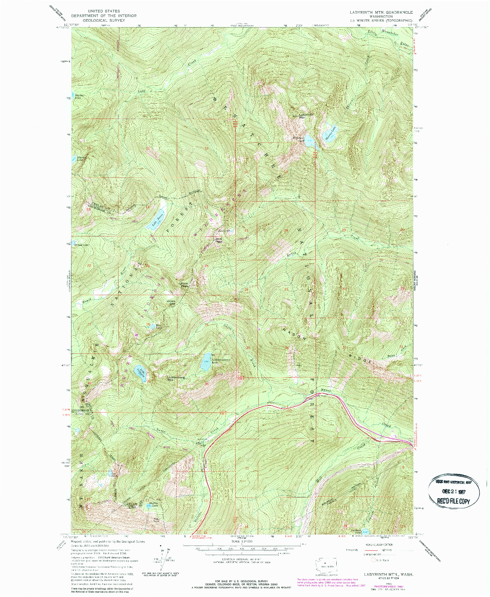 USGS 1:24000-SCALE QUADRANGLE FOR LABYRINTH MTN, WA 1965