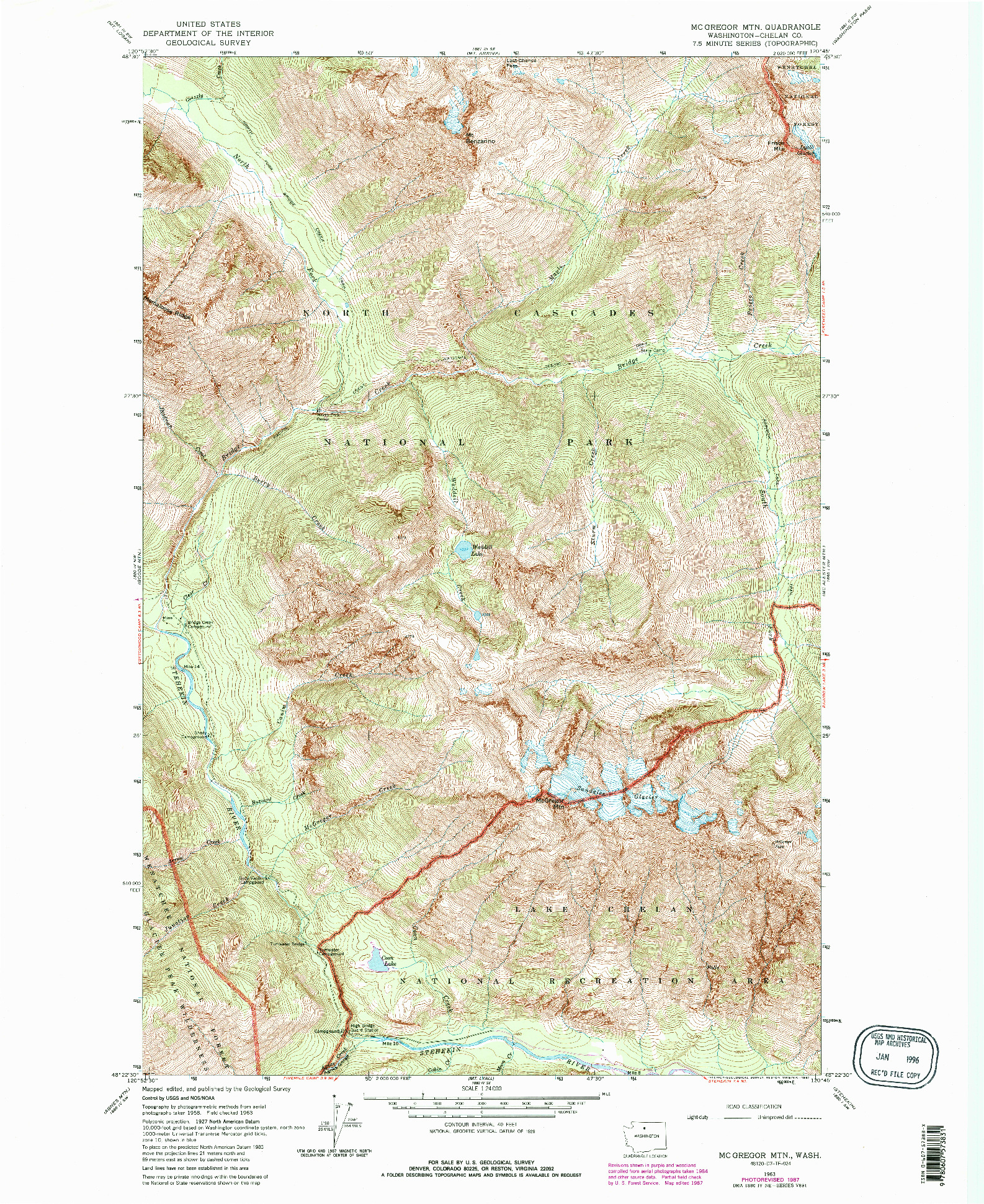 USGS 1:24000-SCALE QUADRANGLE FOR MC GREGOR MTN, WA 1963