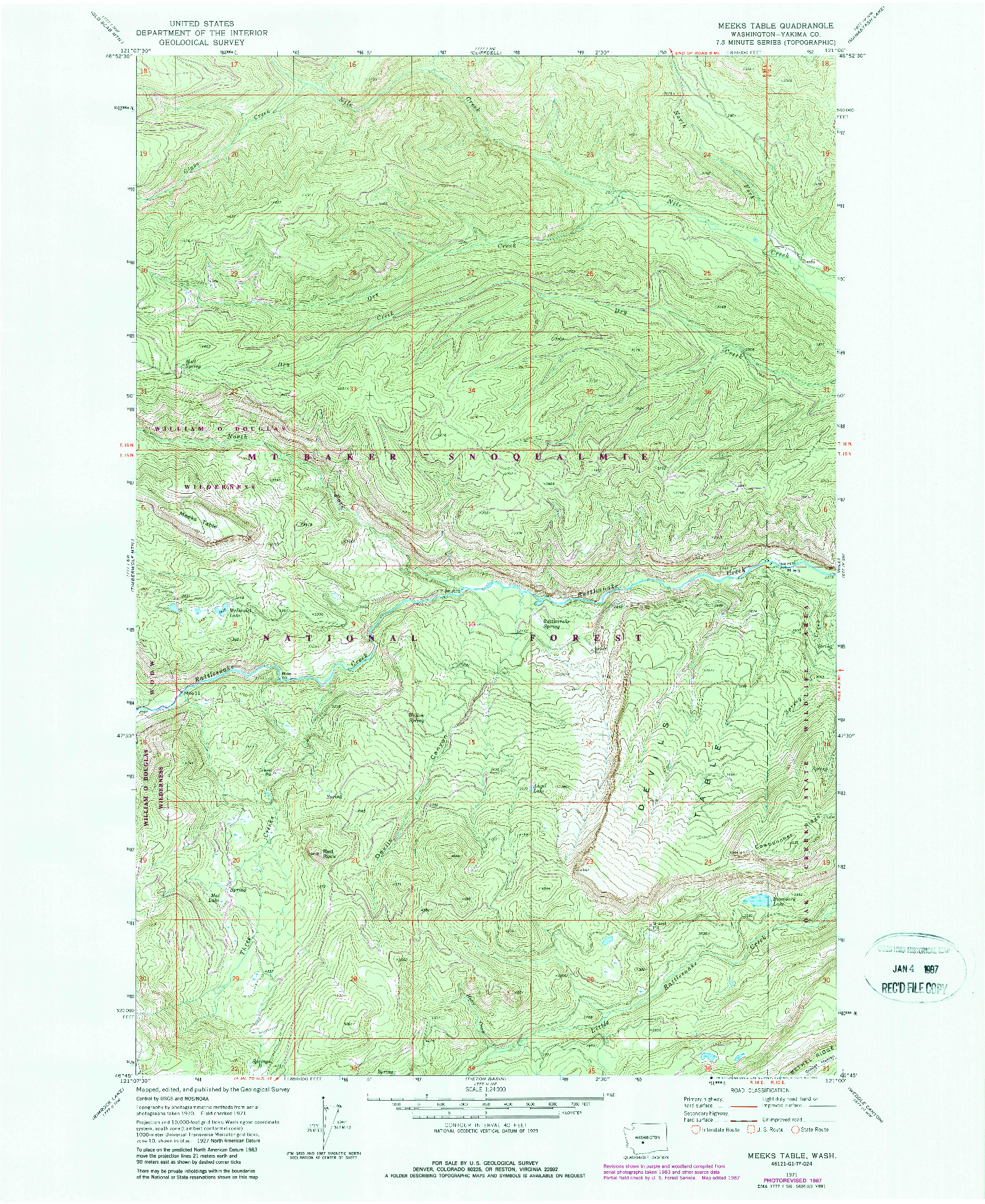 USGS 1:24000-SCALE QUADRANGLE FOR MEEKS TABLE, WA 1971