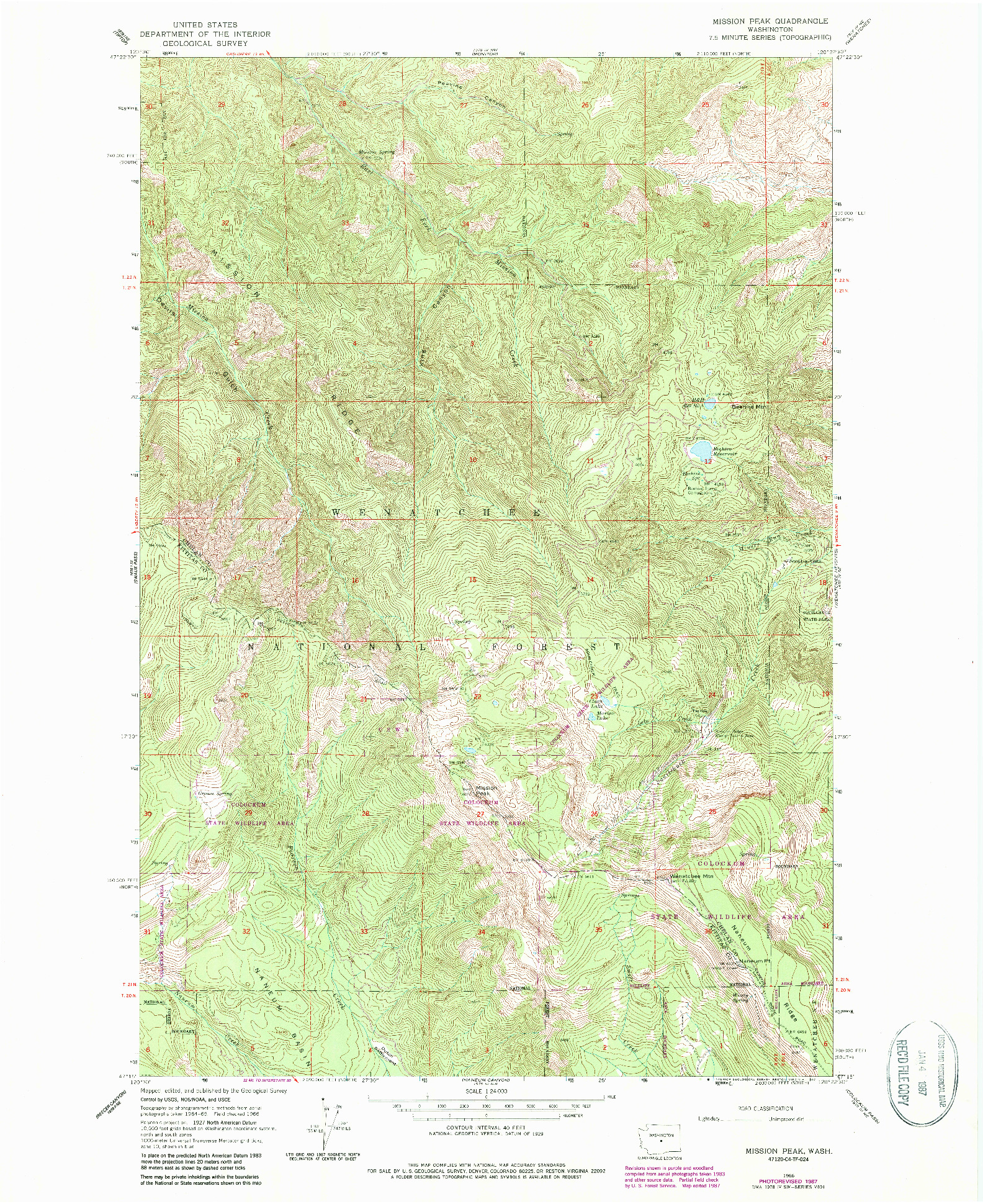 USGS 1:24000-SCALE QUADRANGLE FOR MISSION PEAK, WA 1966