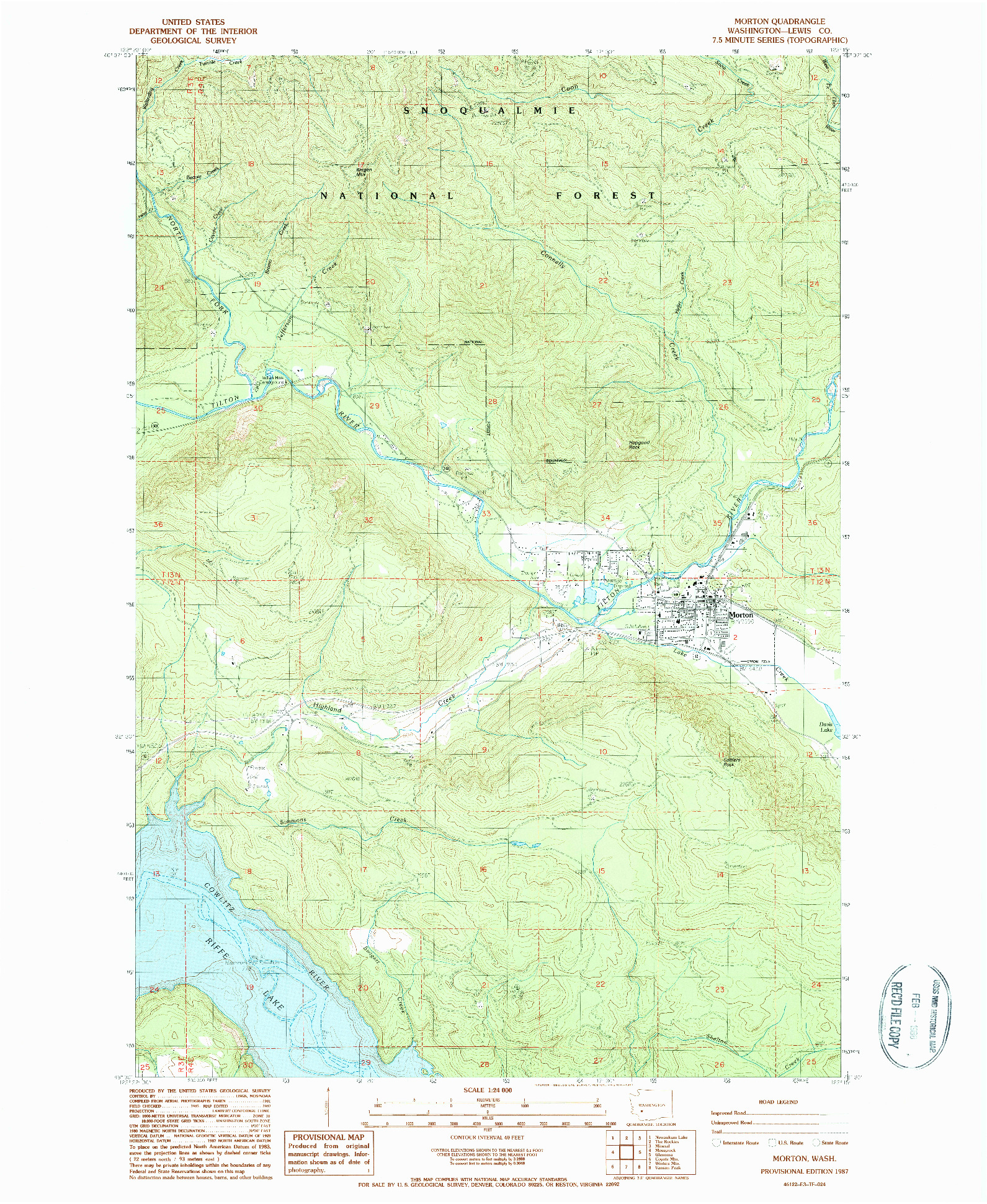 USGS 1:24000-SCALE QUADRANGLE FOR MORTON, WA 1987