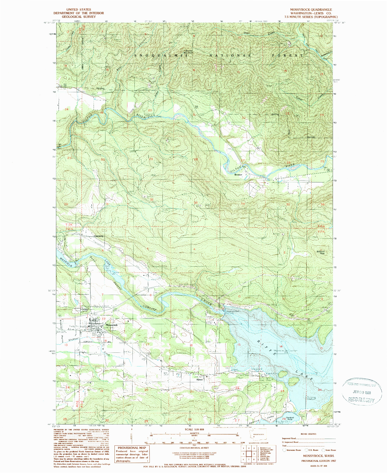 USGS 1:24000-SCALE QUADRANGLE FOR MOSSYROCK, WA 1987