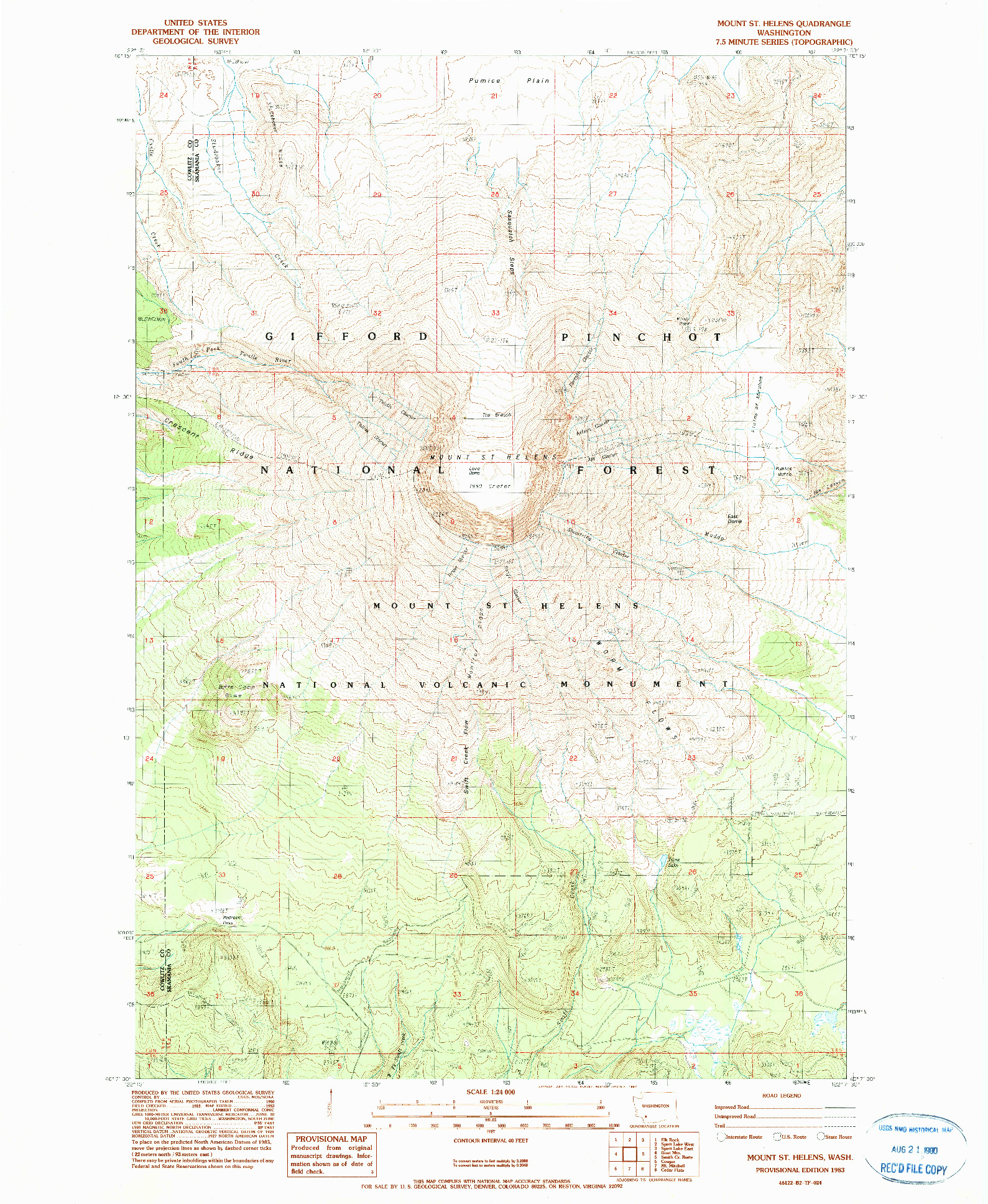 USGS 1:24000-SCALE QUADRANGLE FOR MOUNT ST. HELENS, WA 1983