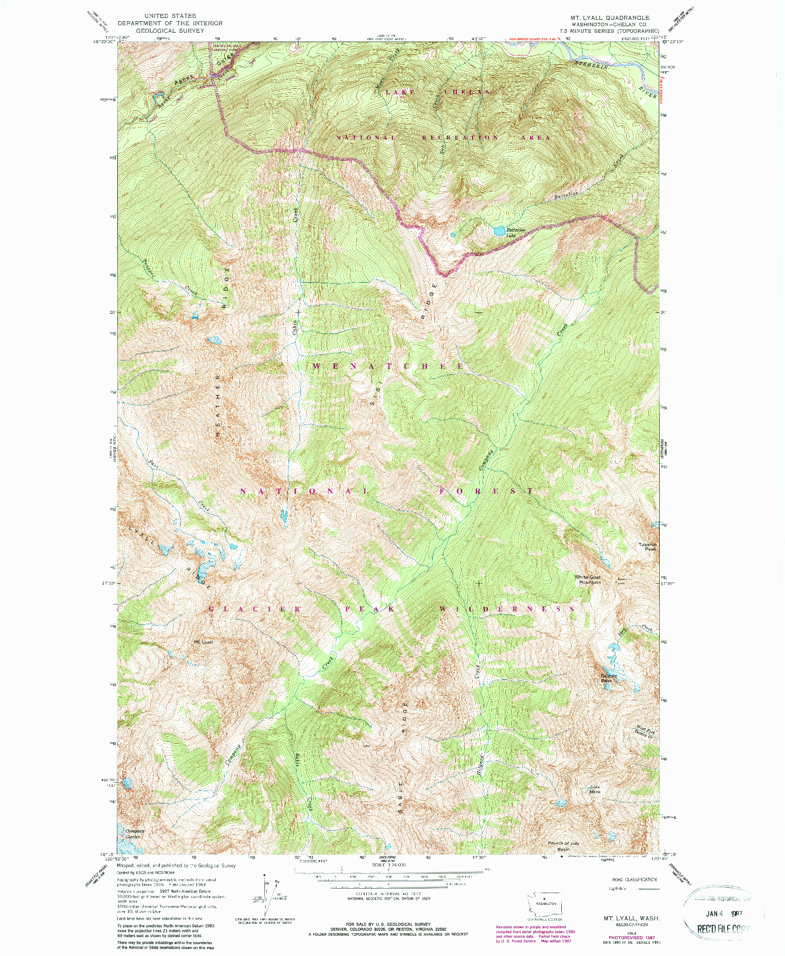 USGS 1:24000-SCALE QUADRANGLE FOR MT LYALL, WA 1963