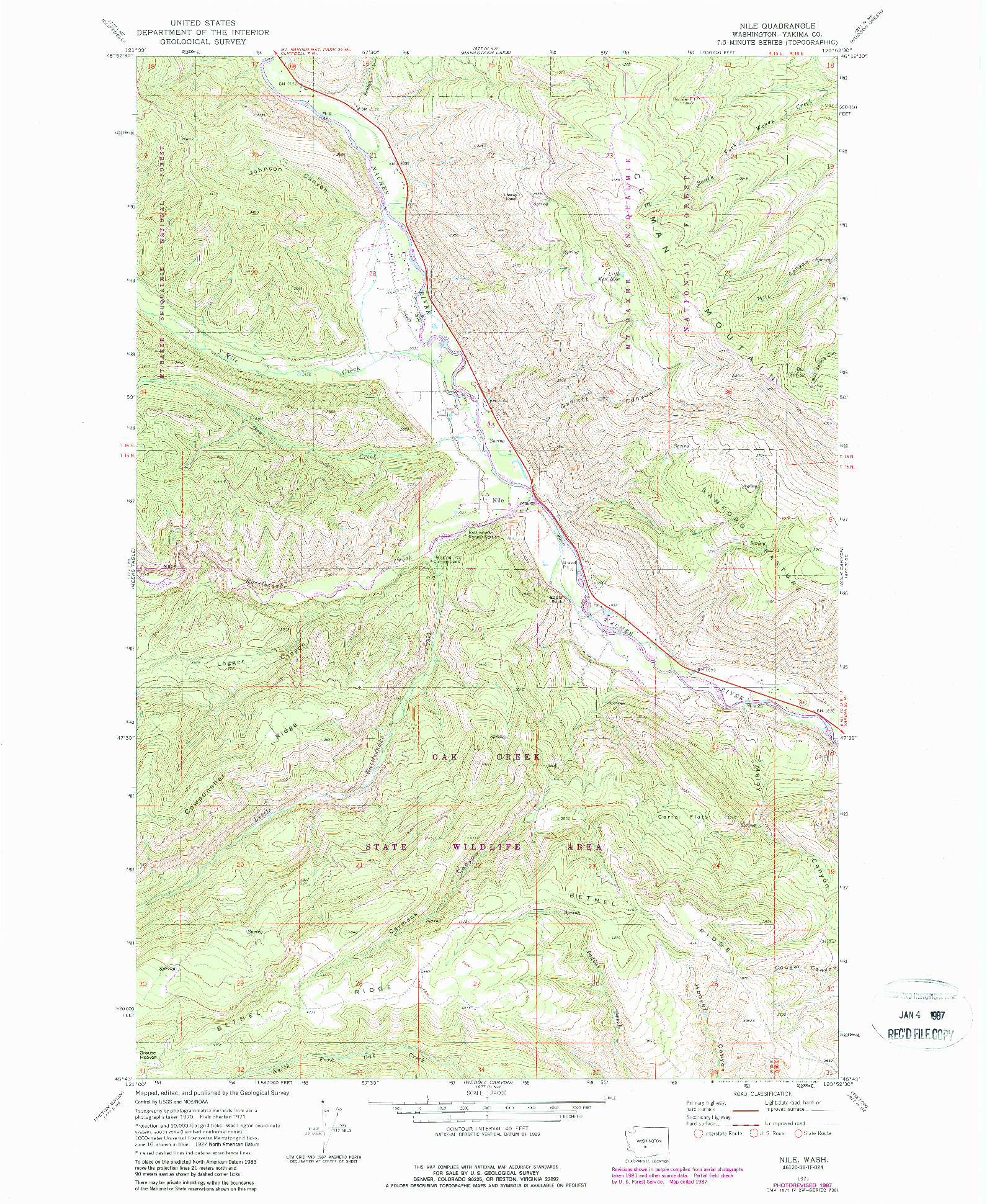 USGS 1:24000-SCALE QUADRANGLE FOR NILE, WA 1971