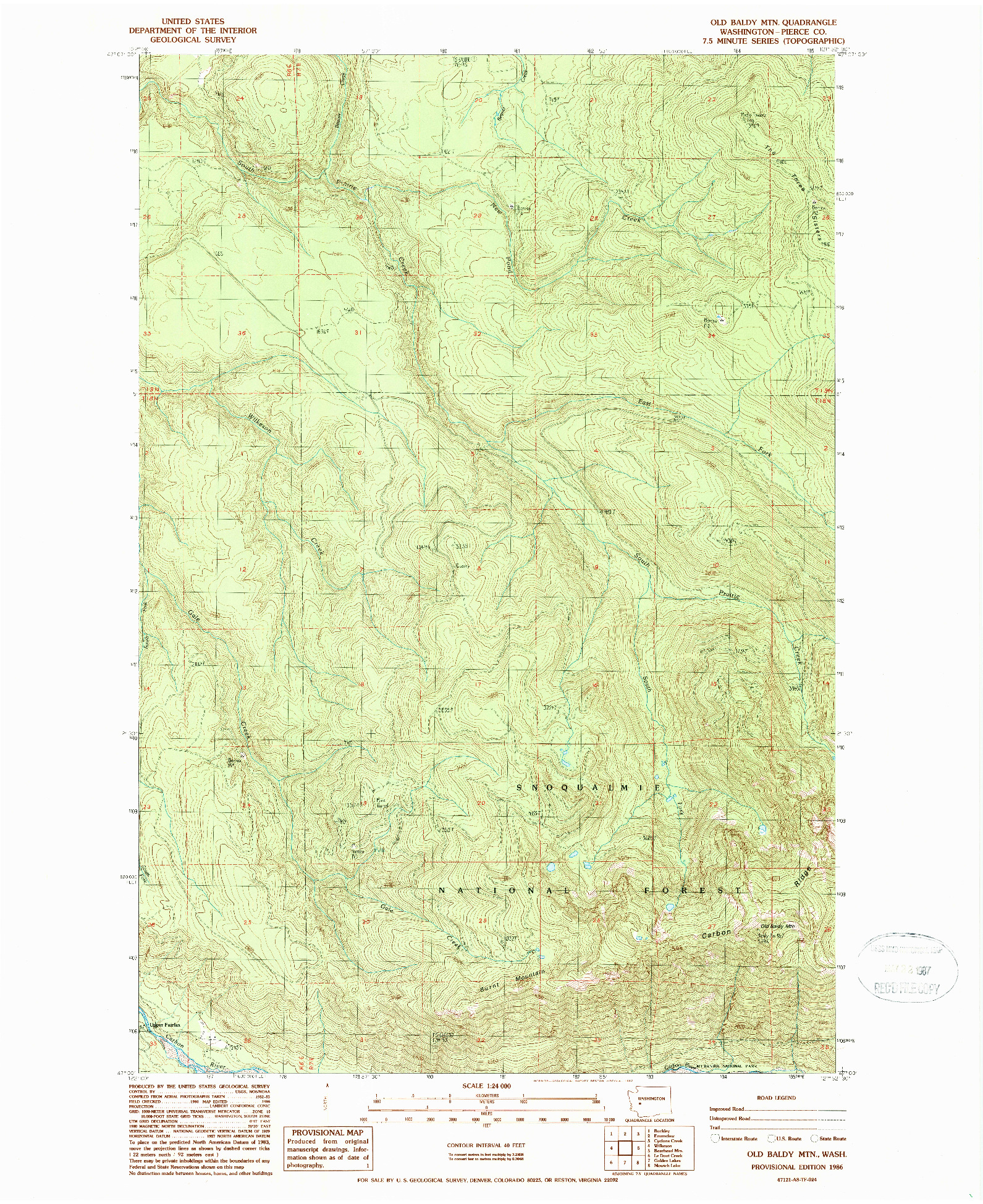 USGS 1:24000-SCALE QUADRANGLE FOR OLD BALDY MTN., WA 1986
