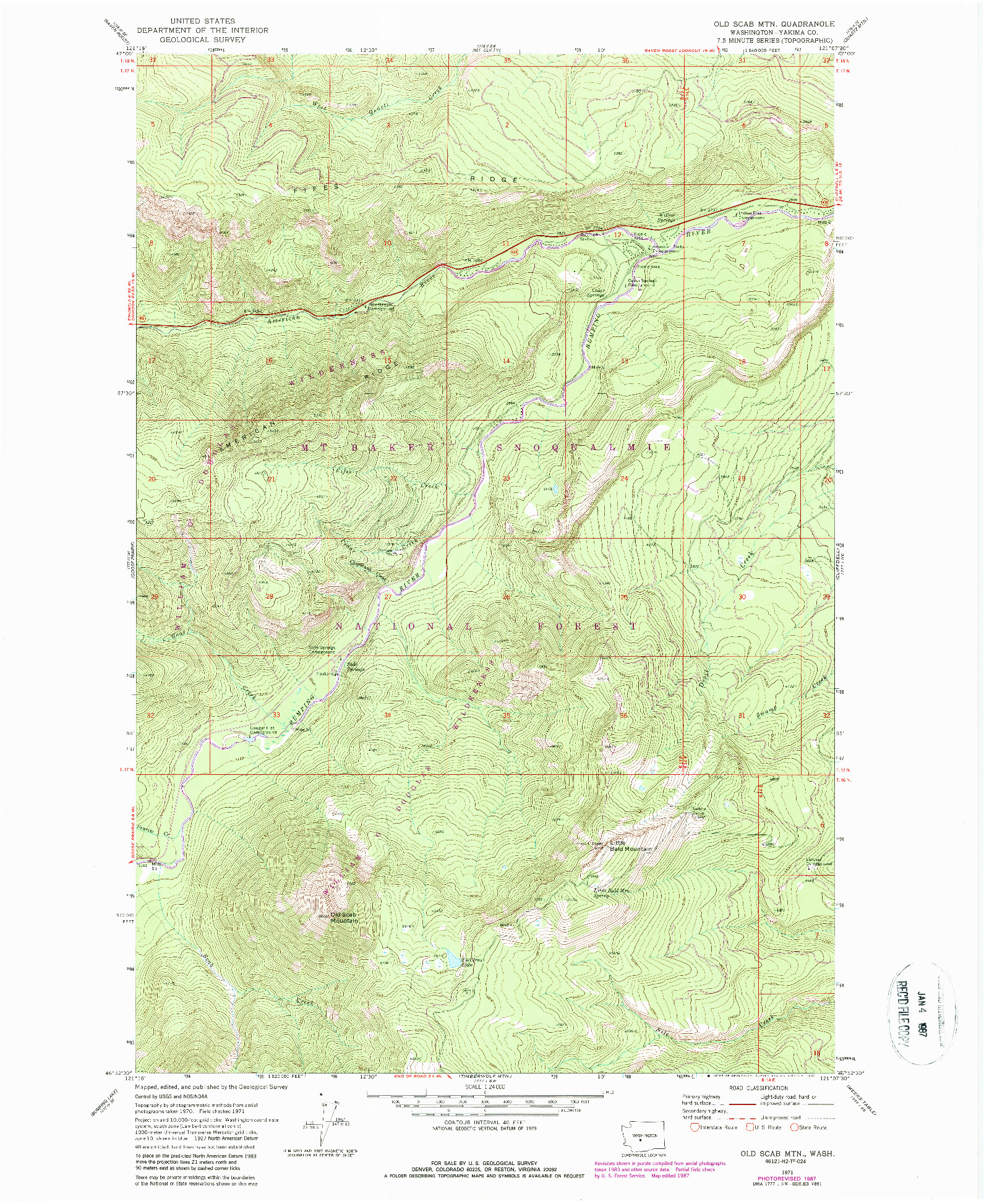 USGS 1:24000-SCALE QUADRANGLE FOR OLD SCAB MTN., WA 1971