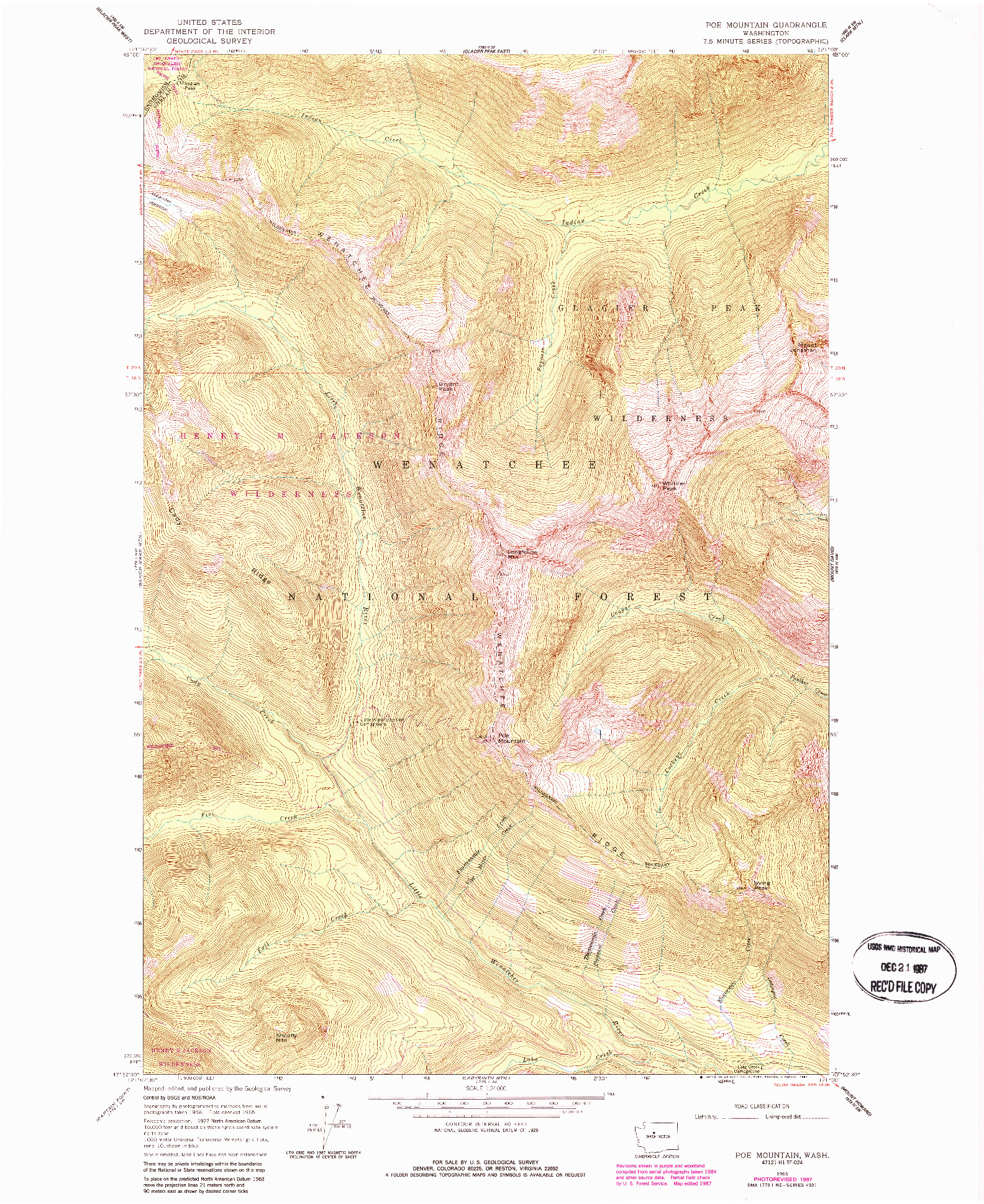 USGS 1:24000-SCALE QUADRANGLE FOR POE MOUNTAIN, WA 1965