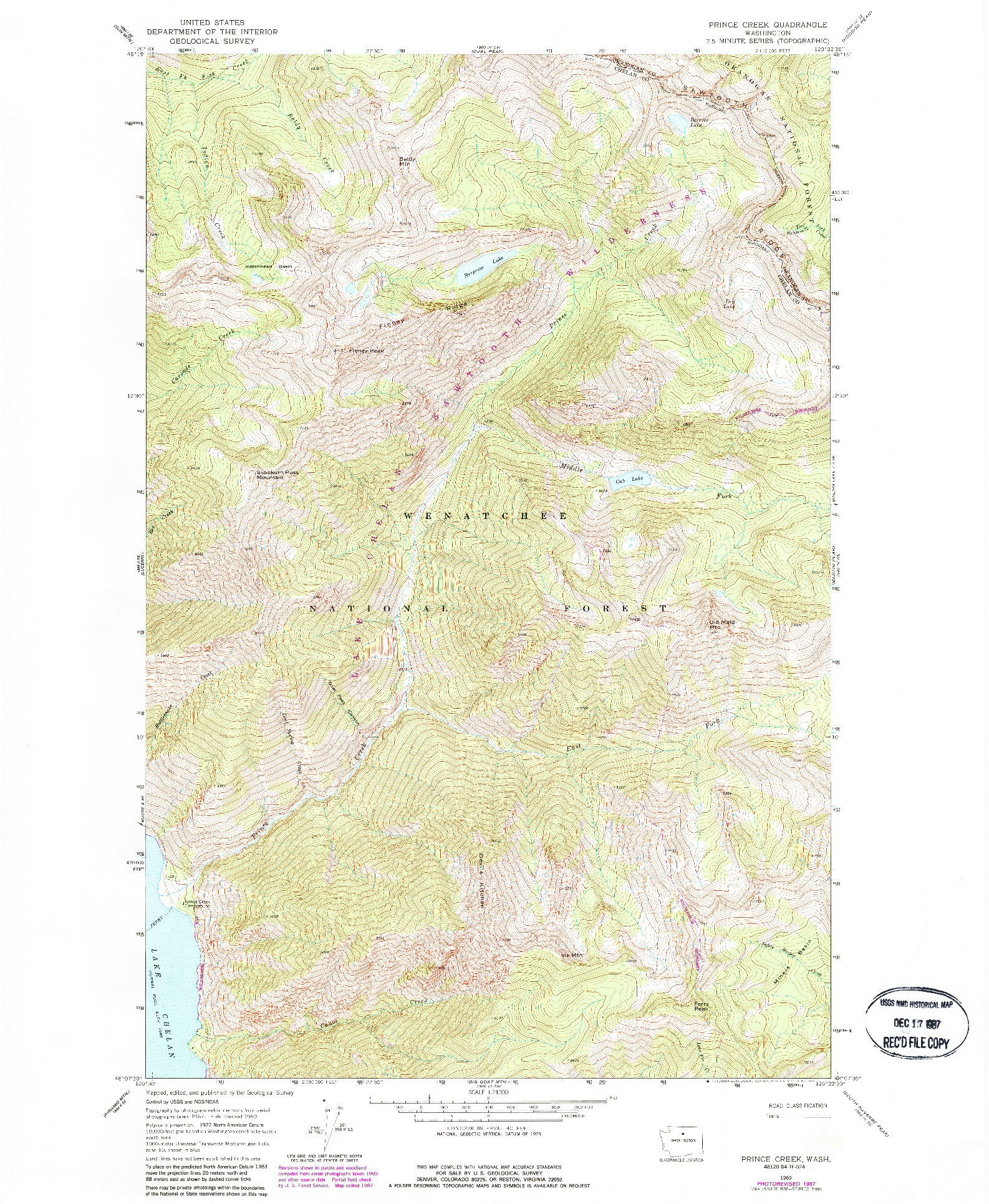 USGS 1:24000-SCALE QUADRANGLE FOR PRINCE CREEK, WA 1969