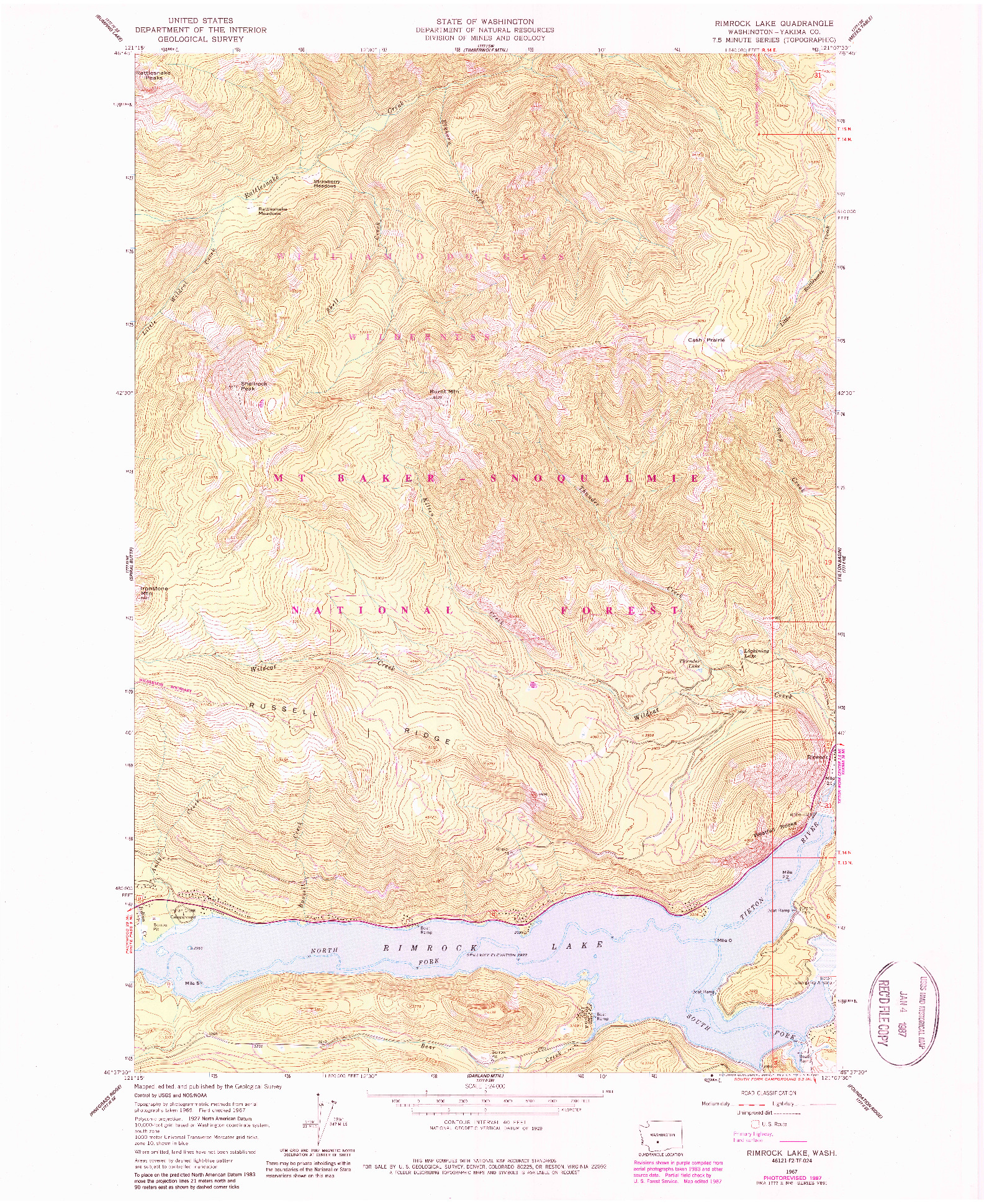 USGS 1:24000-SCALE QUADRANGLE FOR RIMROCK LAKE, WA 1967