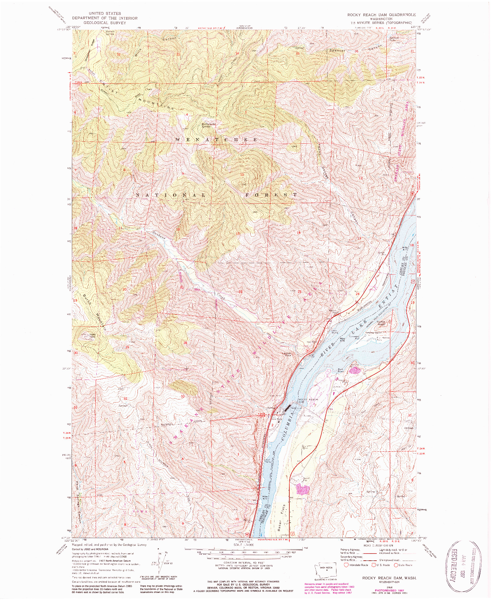 USGS 1:24000-SCALE QUADRANGLE FOR ROCKY REACH DAM, WA 1968