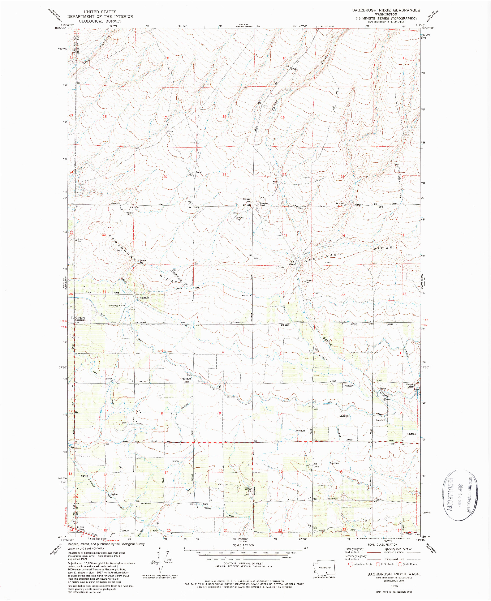 USGS 1:24000-SCALE QUADRANGLE FOR SAGEBRUSH RIDGE, WA 1979