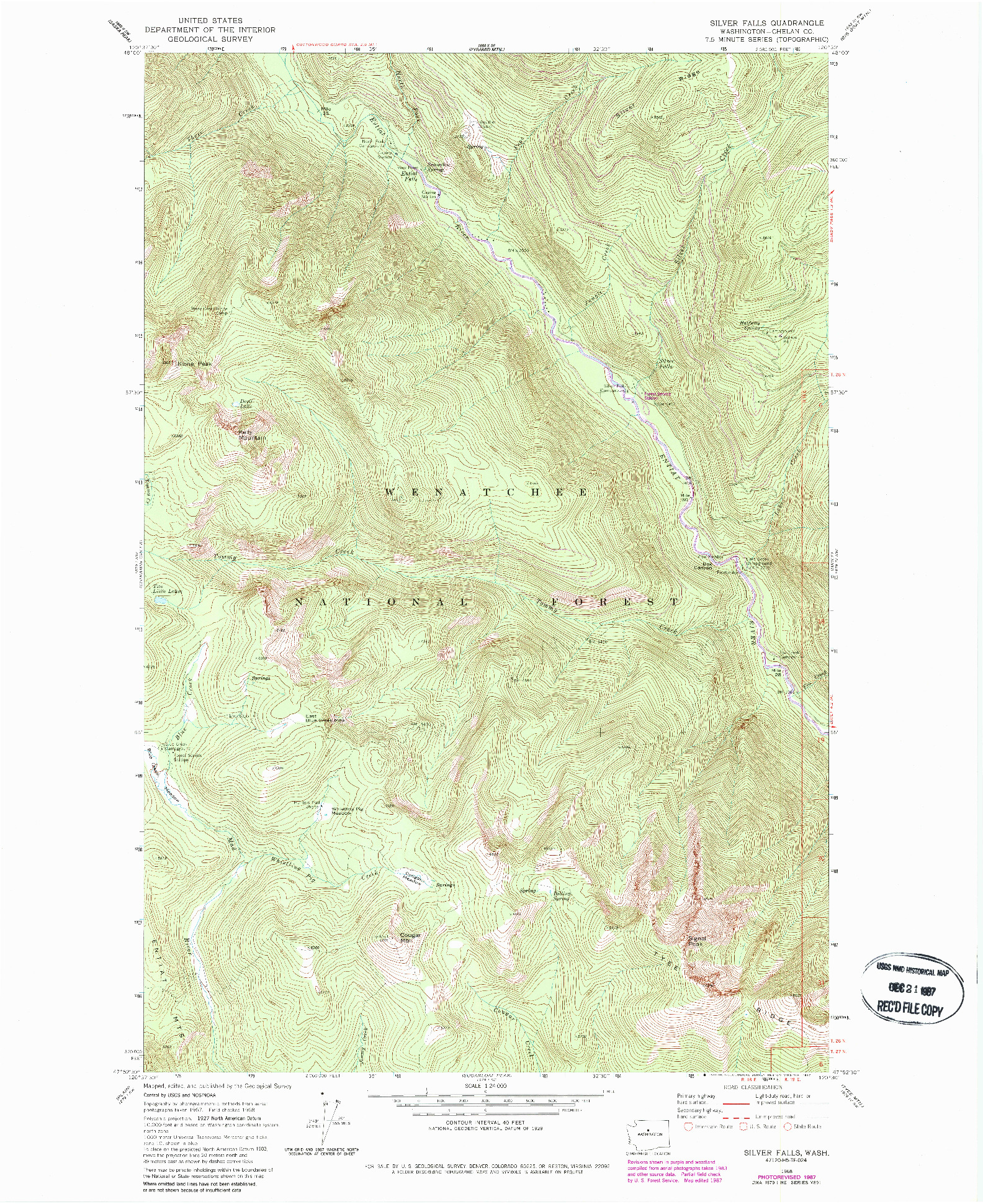 USGS 1:24000-SCALE QUADRANGLE FOR SILVER FALLS, WA 1968