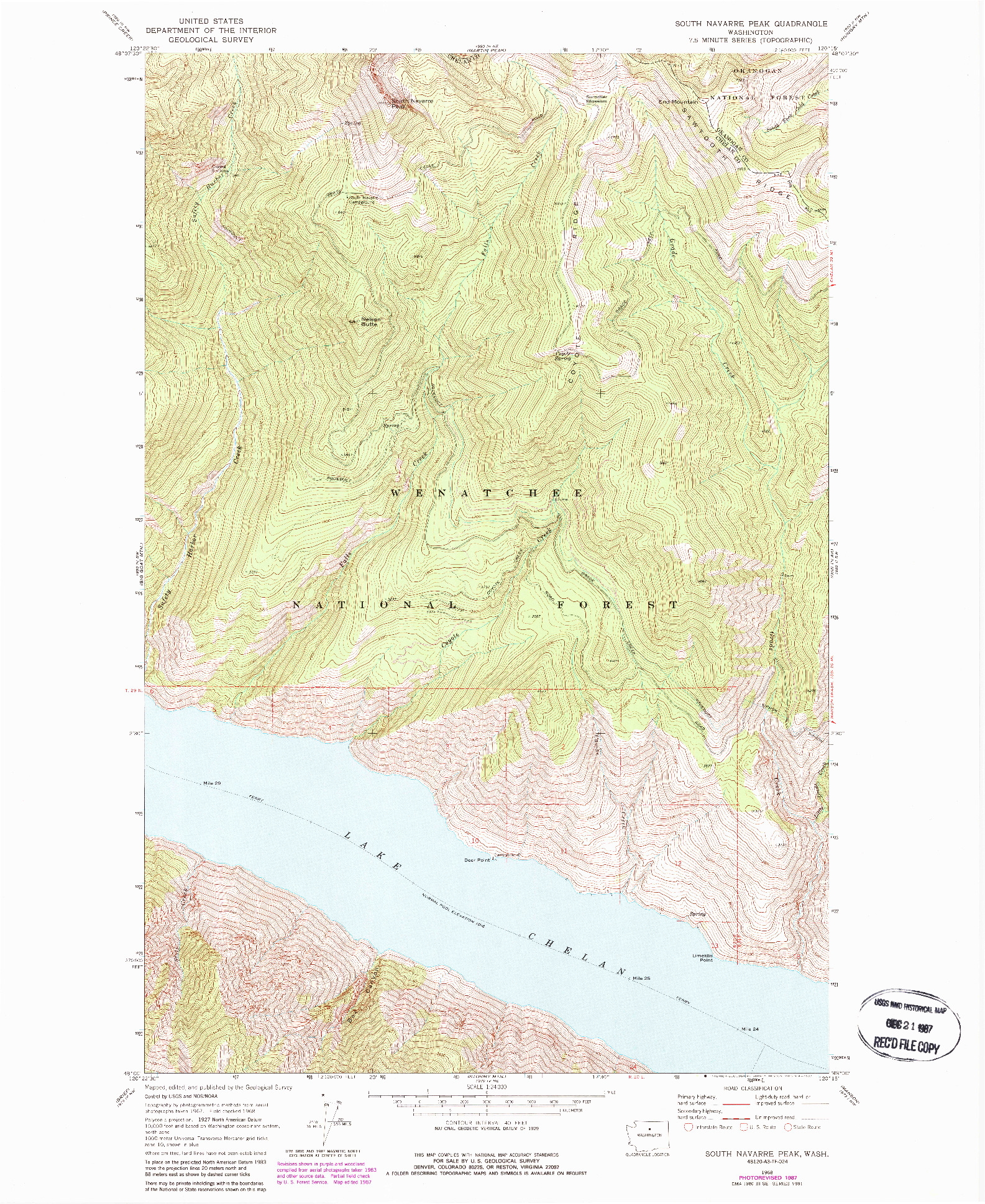 USGS 1:24000-SCALE QUADRANGLE FOR SOUTH NAVARRE PEAK, WA 1968