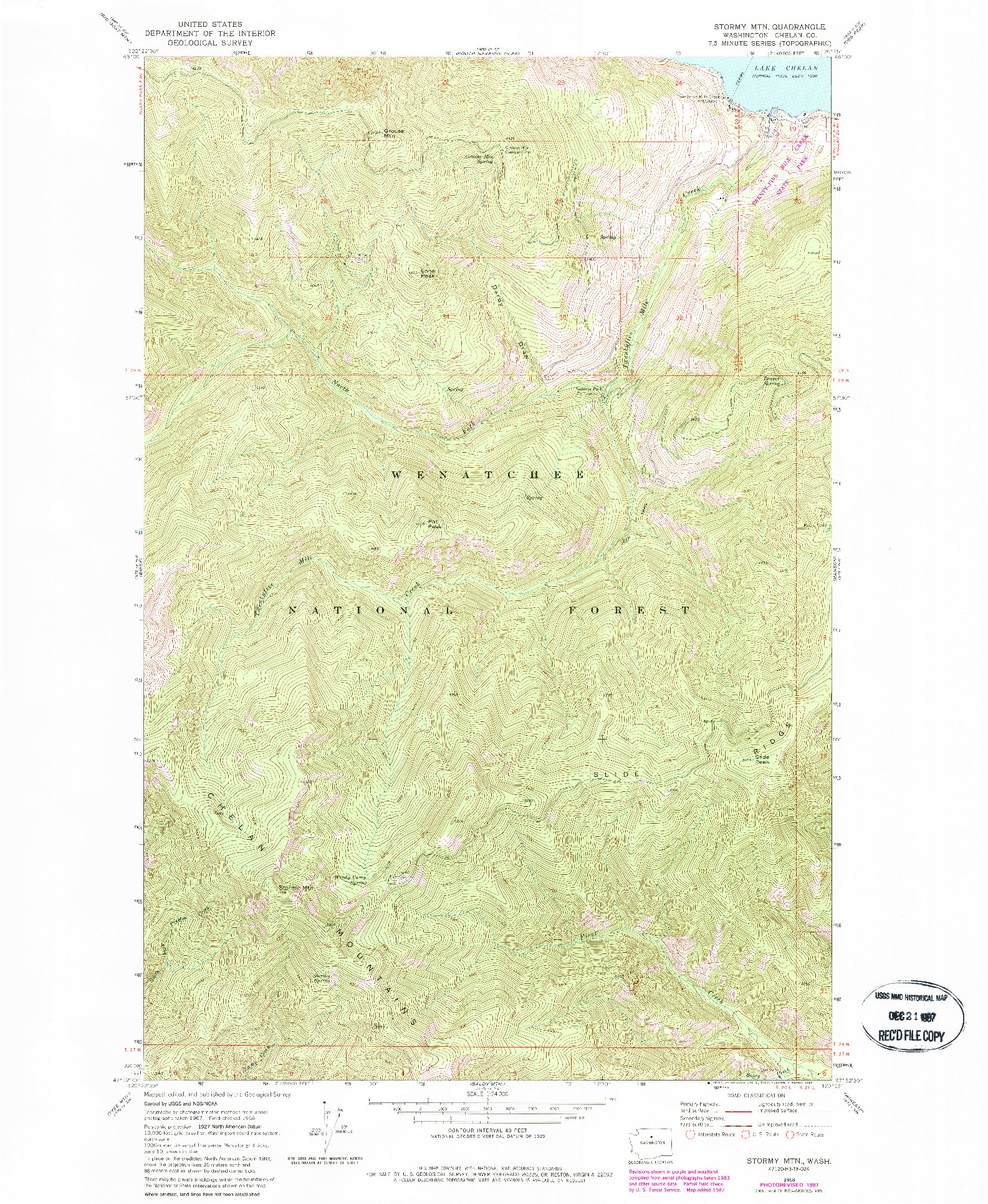 USGS 1:24000-SCALE QUADRANGLE FOR STORMY MTN., WA 1968