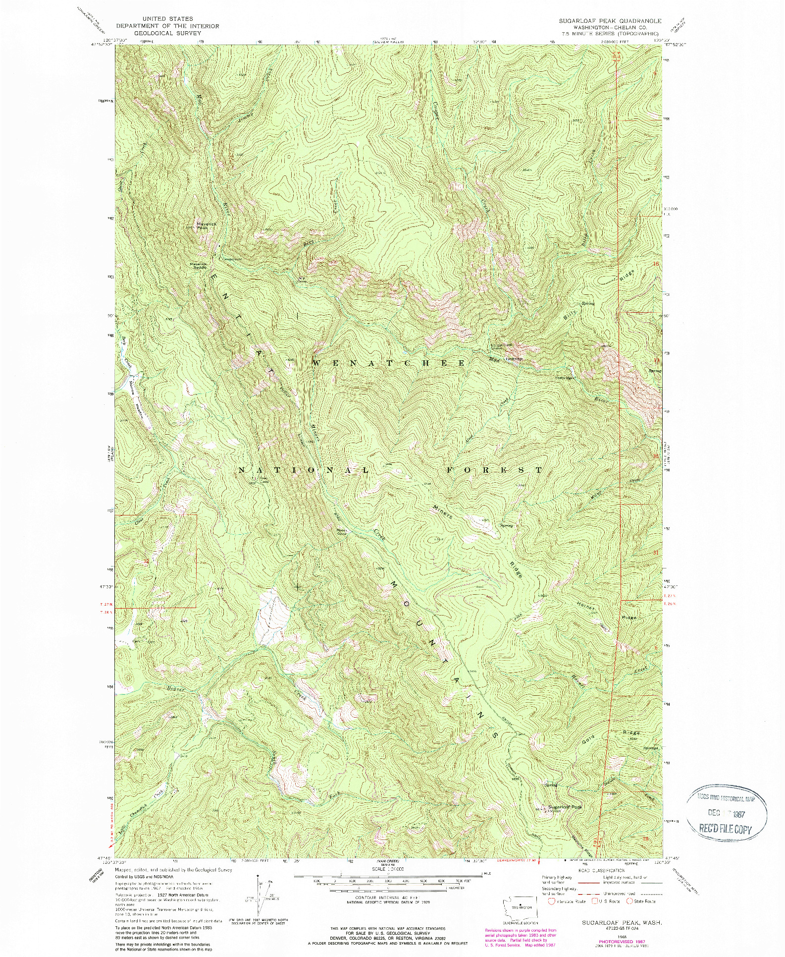 USGS 1:24000-SCALE QUADRANGLE FOR SUGARLOAF PEAK, WA 1968