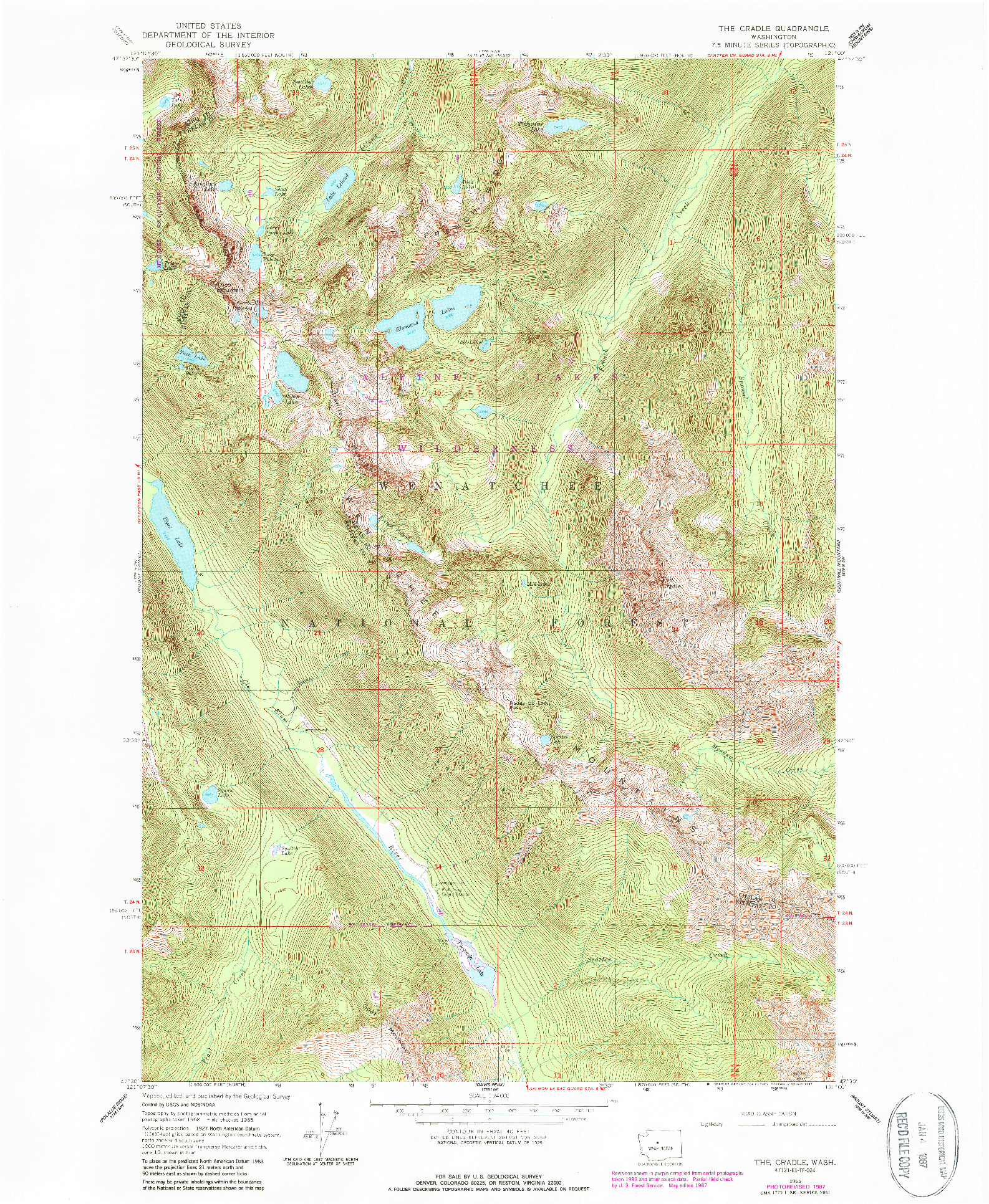 USGS 1:24000-SCALE QUADRANGLE FOR THE CRADLE, WA 1965