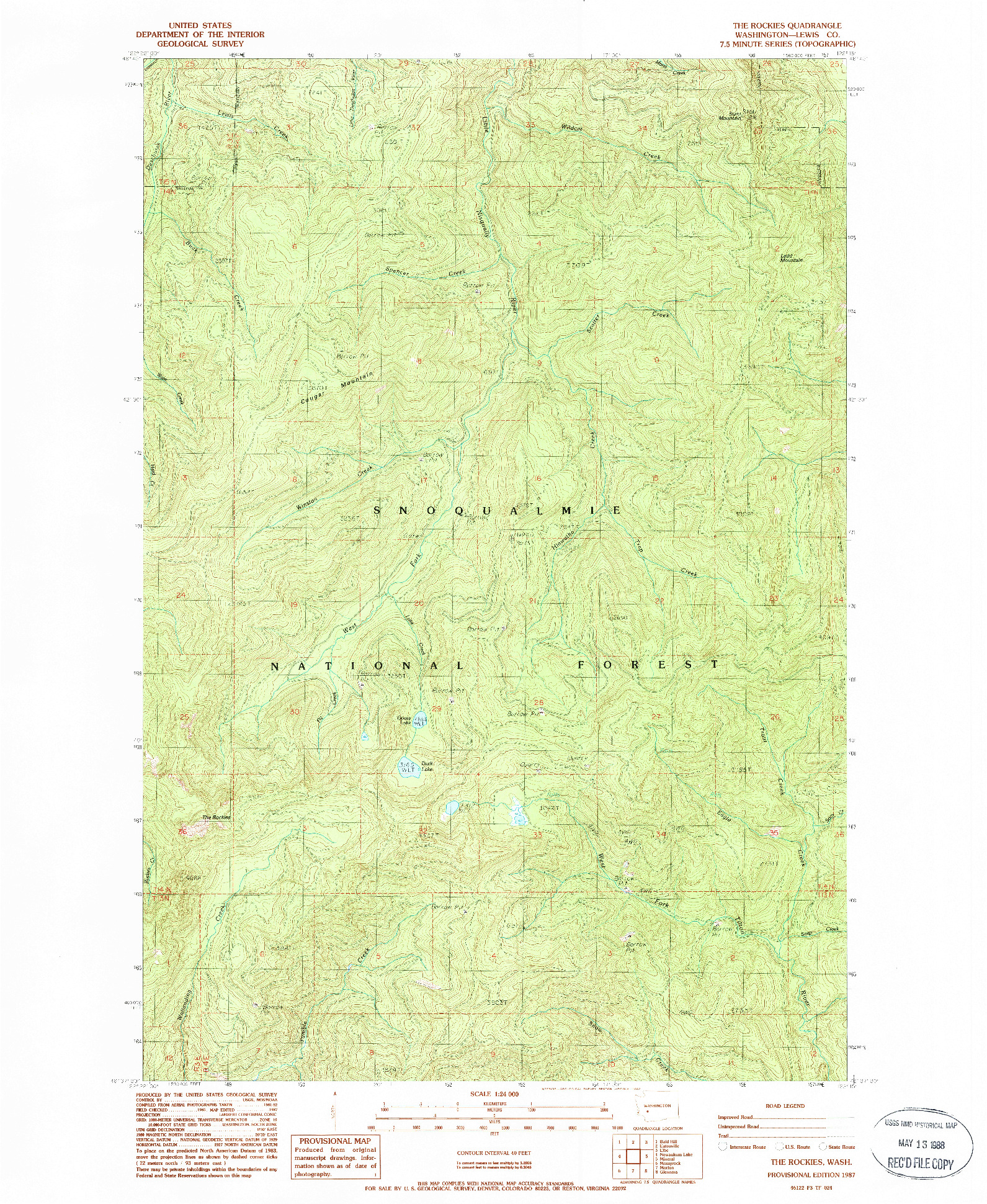 USGS 1:24000-SCALE QUADRANGLE FOR THE ROCKIES, WA 1987