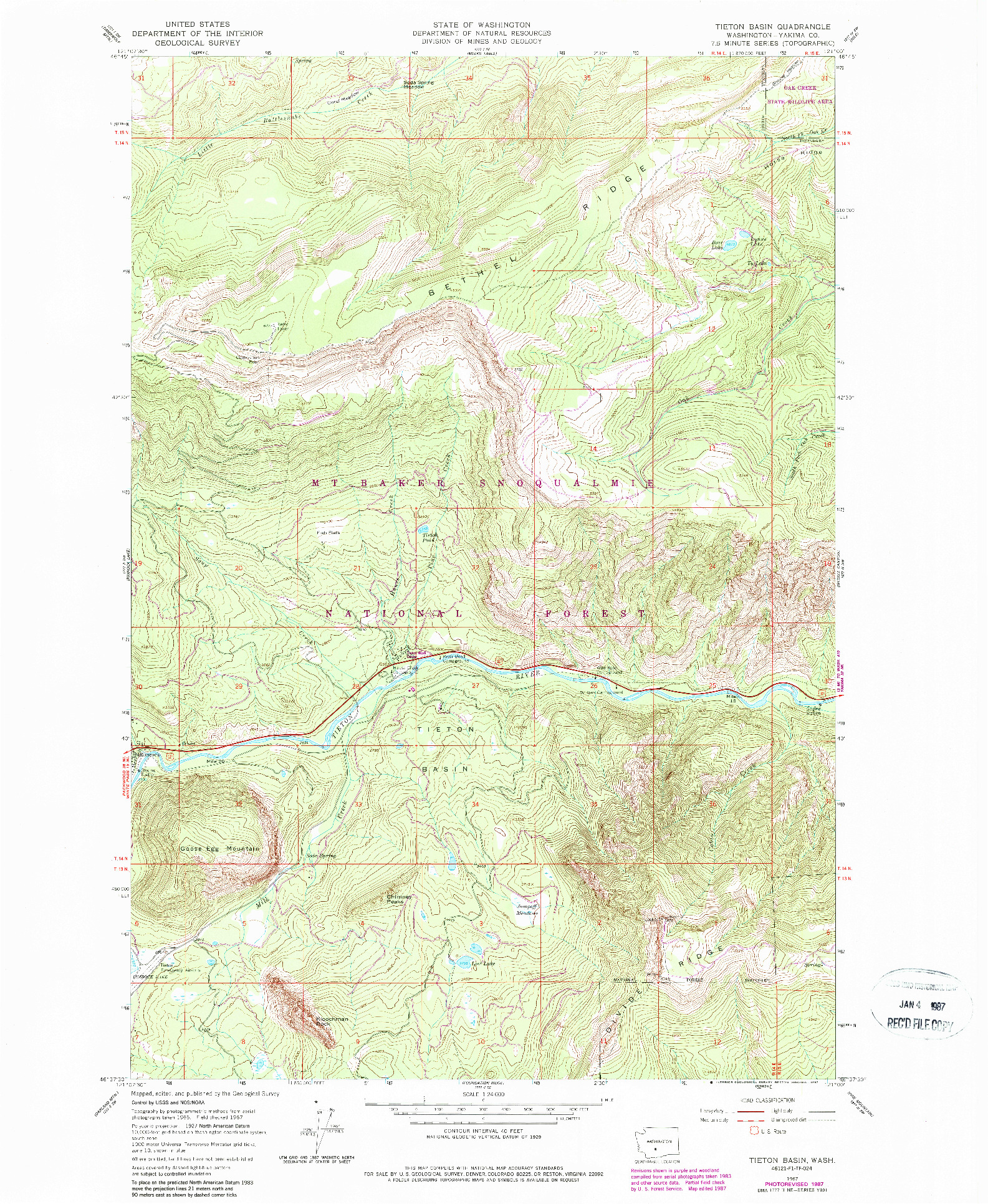 USGS 1:24000-SCALE QUADRANGLE FOR TIETON BASIN, WA 1967