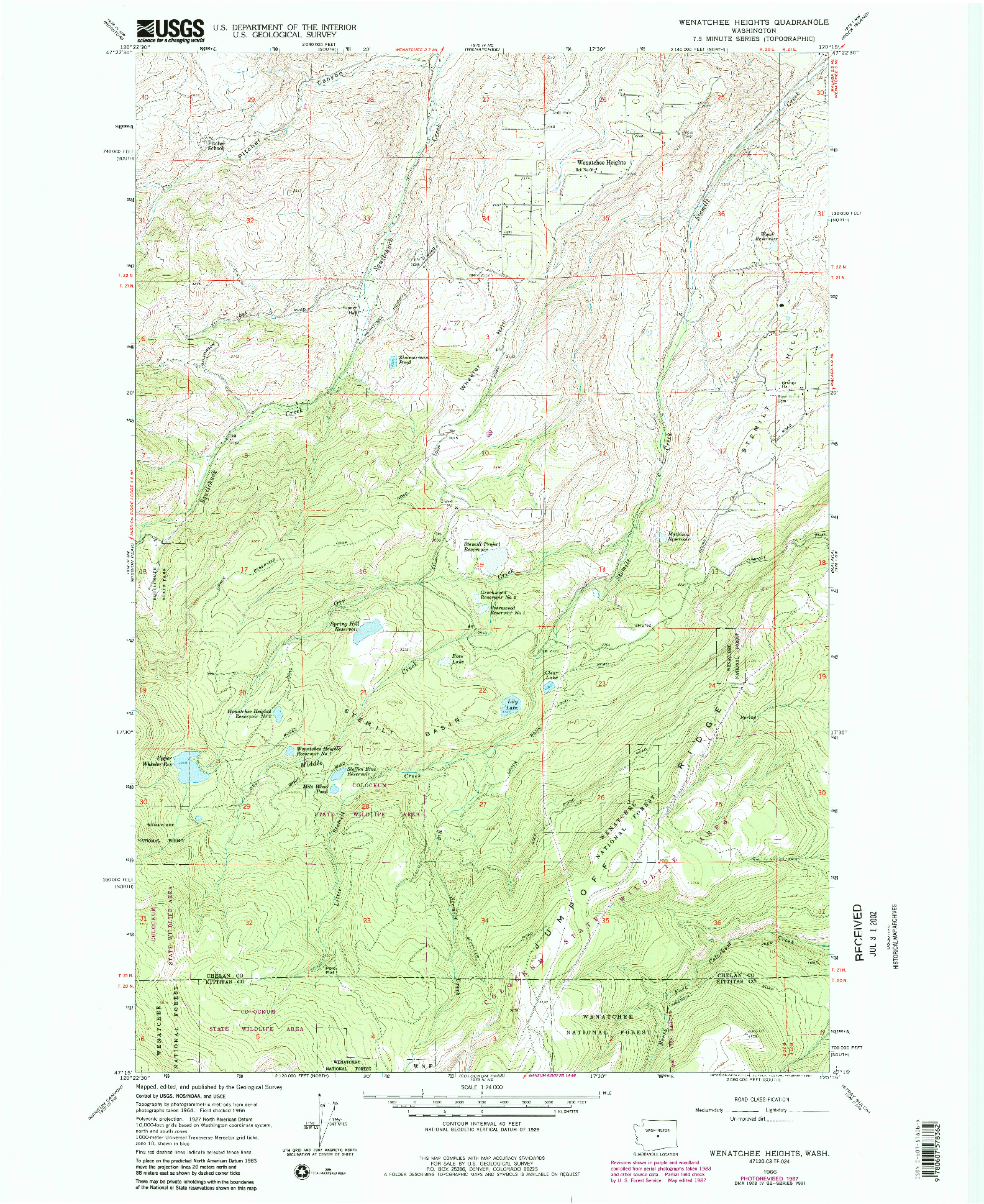 USGS 1:24000-SCALE QUADRANGLE FOR WENATCHEE HEIGHTS, WA 1966