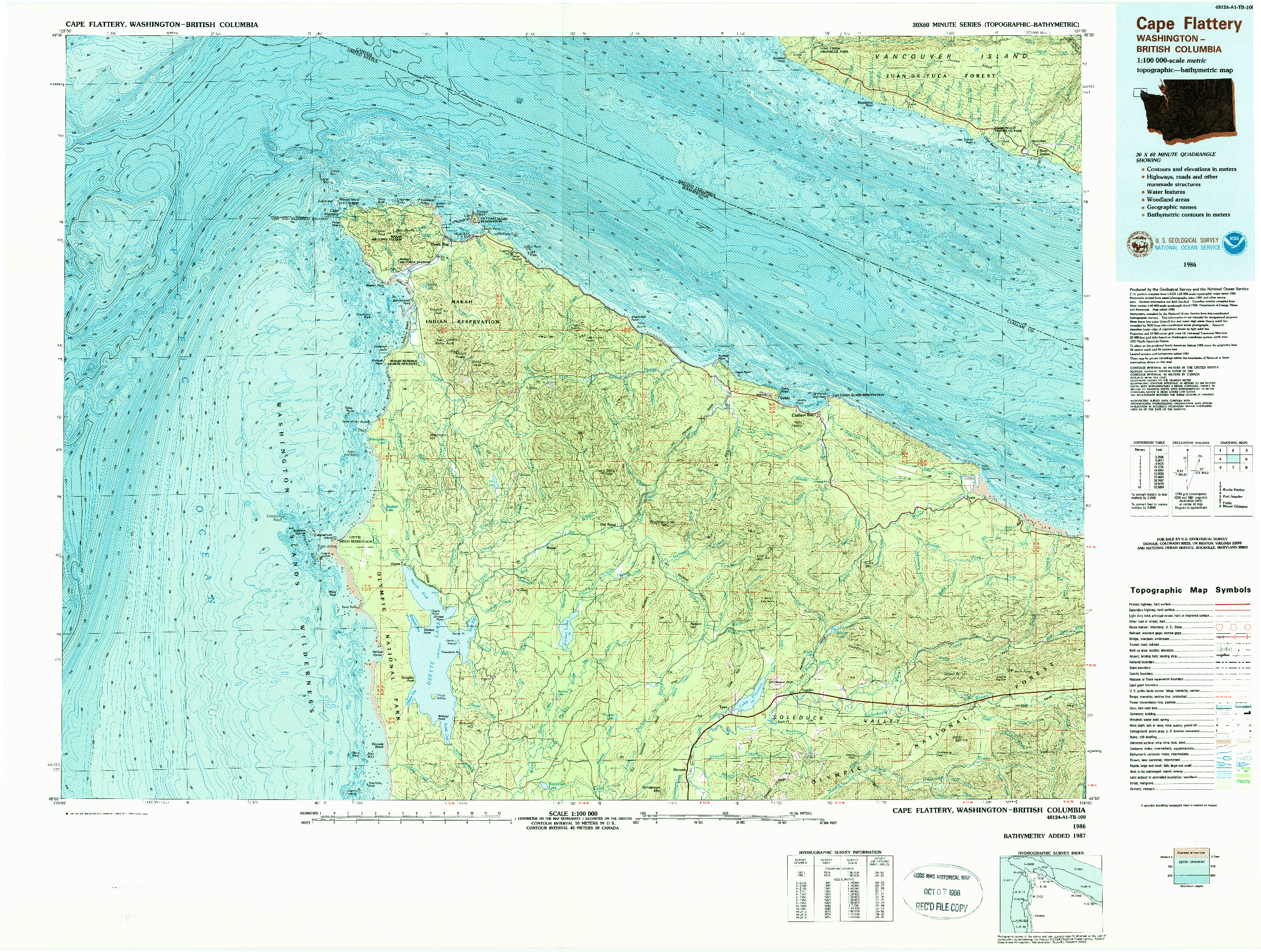 USGS 1:100000-SCALE QUADRANGLE FOR CAPE FLATTERY, WA 1986