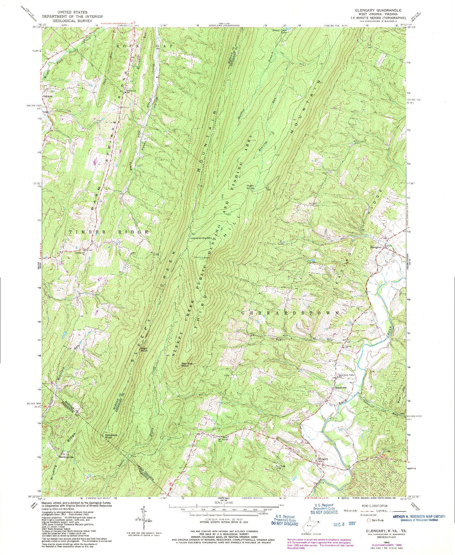 USGS 1:24000-SCALE QUADRANGLE FOR GLENGARY, WV 1965