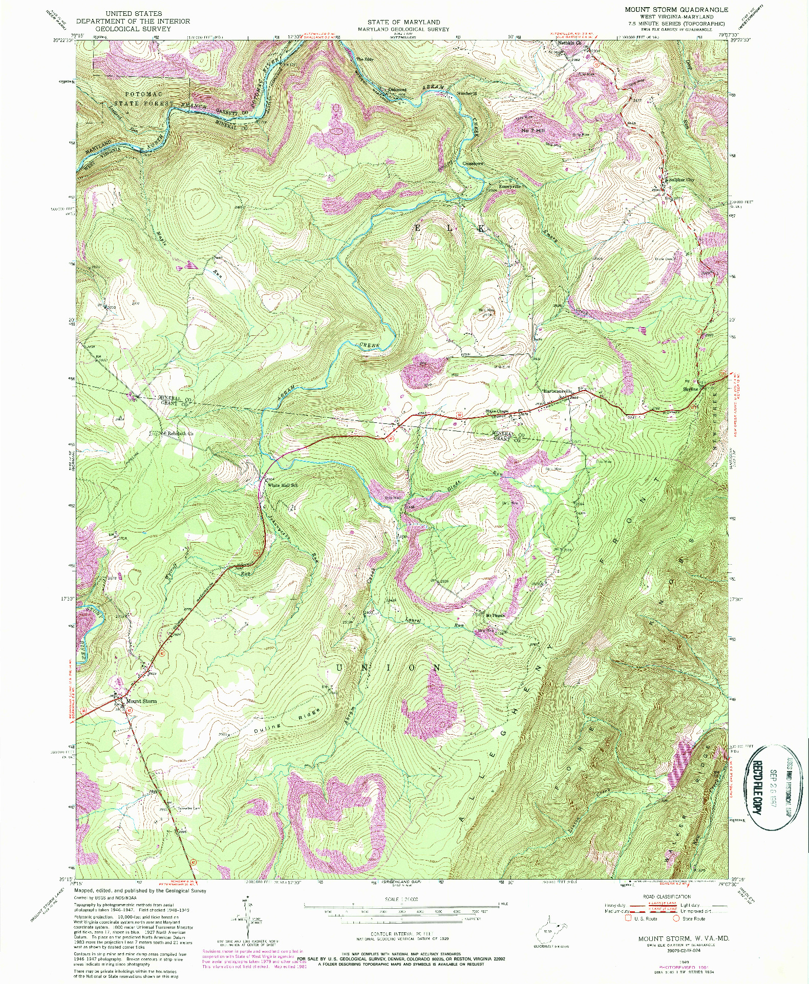 USGS 1:24000-SCALE QUADRANGLE FOR MOUNT STORM, WV 1949