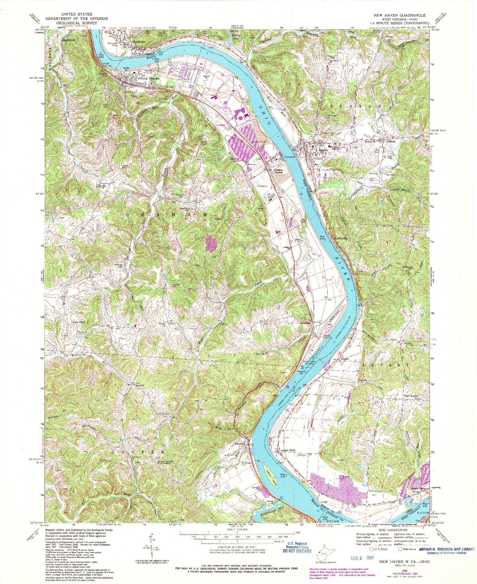 USGS 1:24000-SCALE QUADRANGLE FOR NEW HAVEN, WV 1968