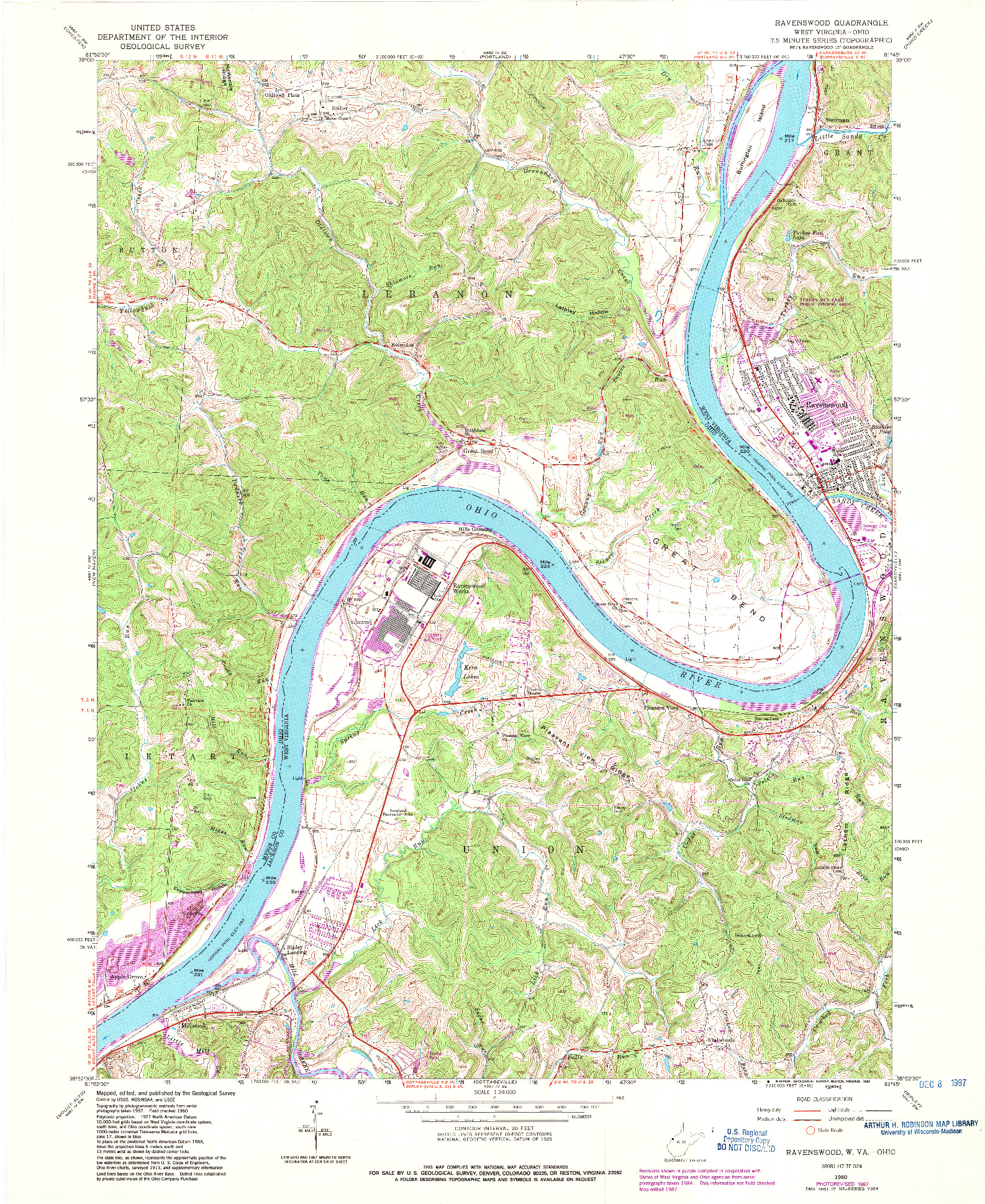 USGS 1:24000-SCALE QUADRANGLE FOR RAVENSWOOD, WV 1960