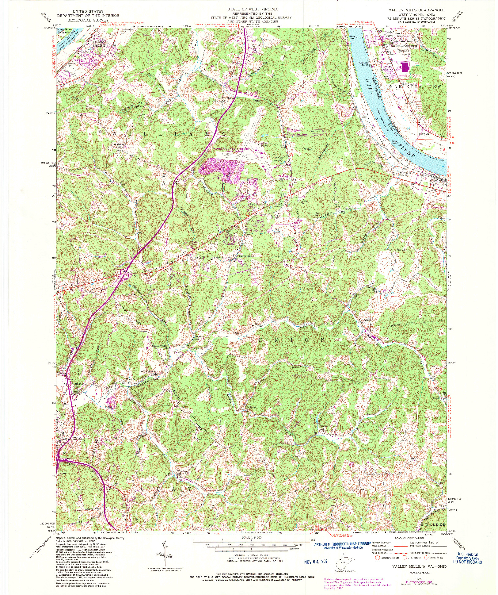 USGS 1:24000-SCALE QUADRANGLE FOR VALLEY MILLS, WV 1957