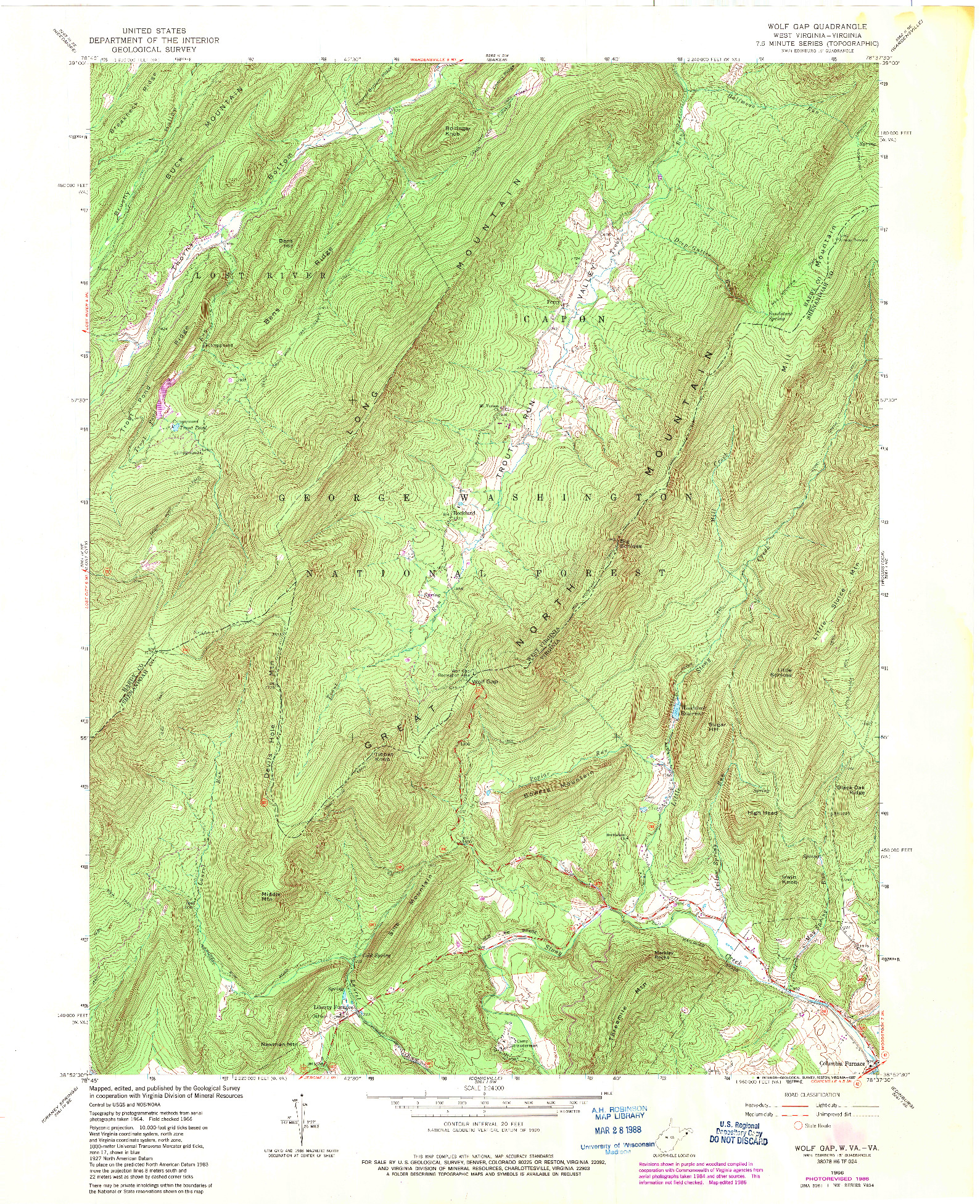 USGS 1:24000-SCALE QUADRANGLE FOR WOLF GAP, WV 1966