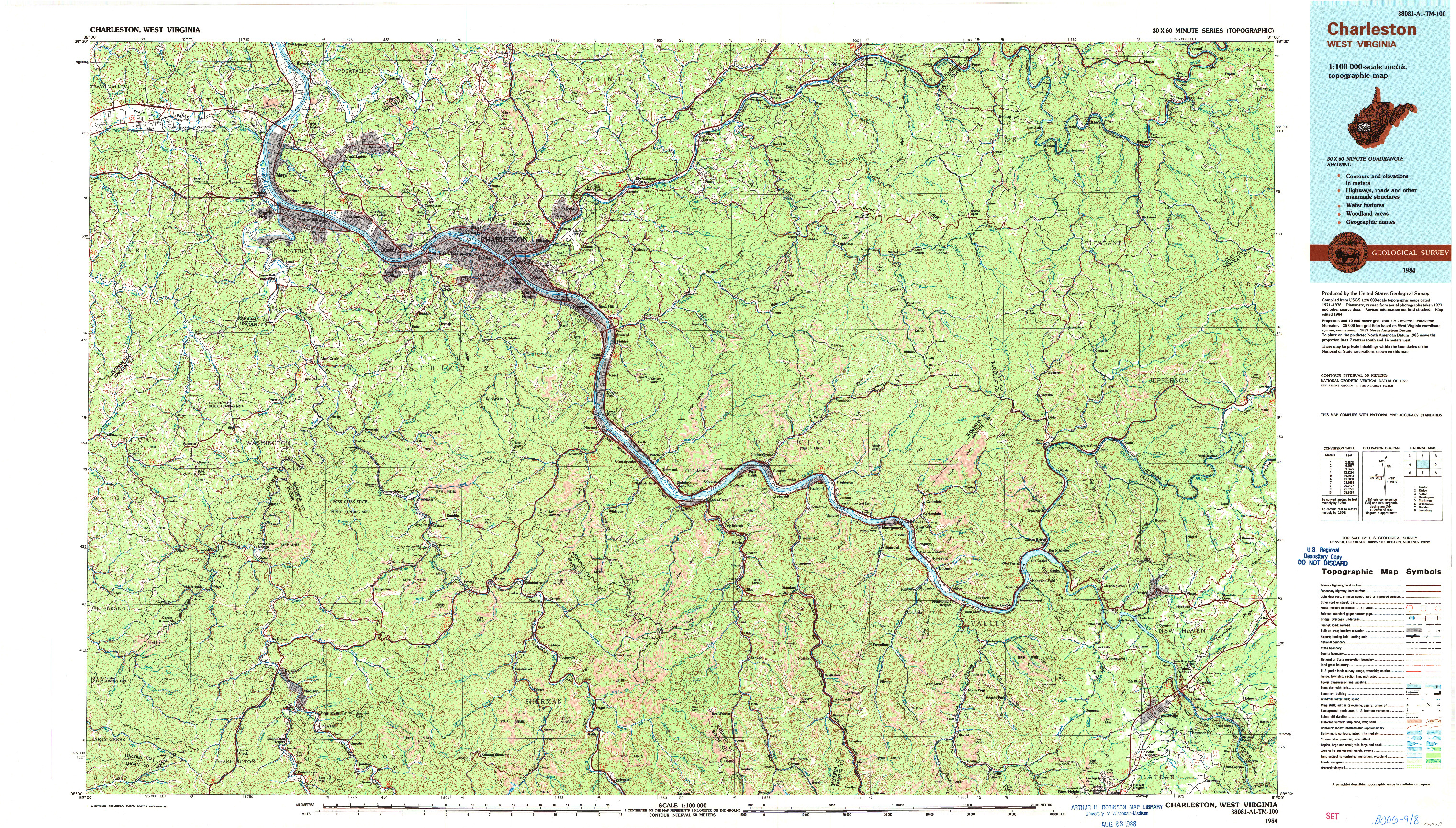 USGS 1:100000-SCALE QUADRANGLE FOR CHARLESTON, WV 1984